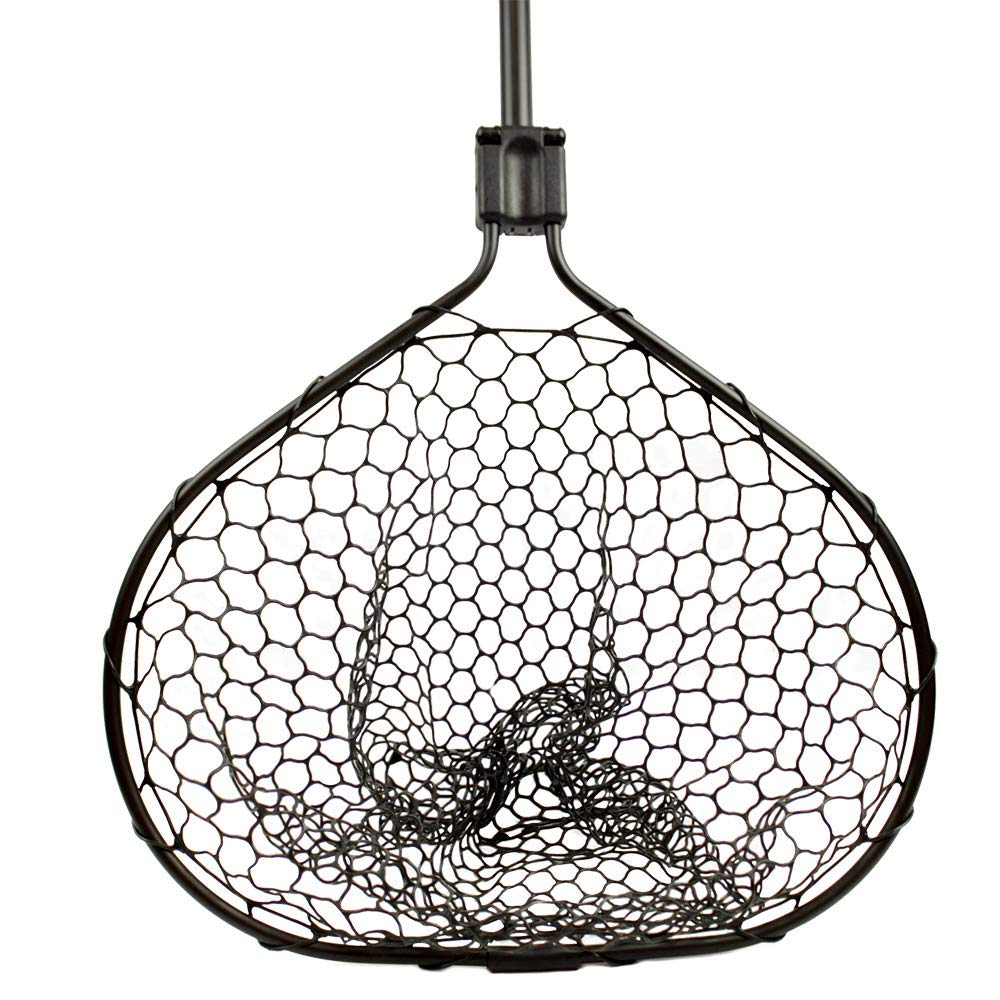 YakAttack Landing Net Leverage with Foam Extension – 12" x 20" Hoop | 56" Overall Length | Folding Kayak Fishing Net | Forearm Grip | Rubber Netting | Track Mount Storage Compatible
