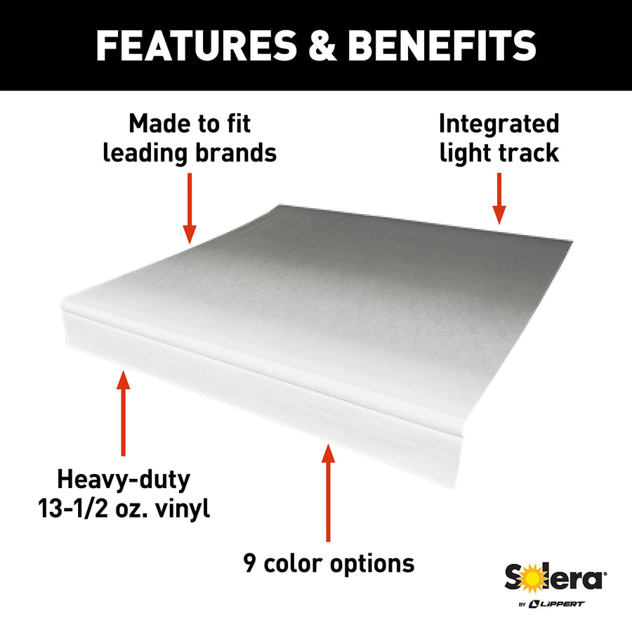 Heavy-Duty Vinyl Solera Universal Fit RV Patio Awning Replacement Fabric Black Fade 17' Awning (16'4" Fabric)