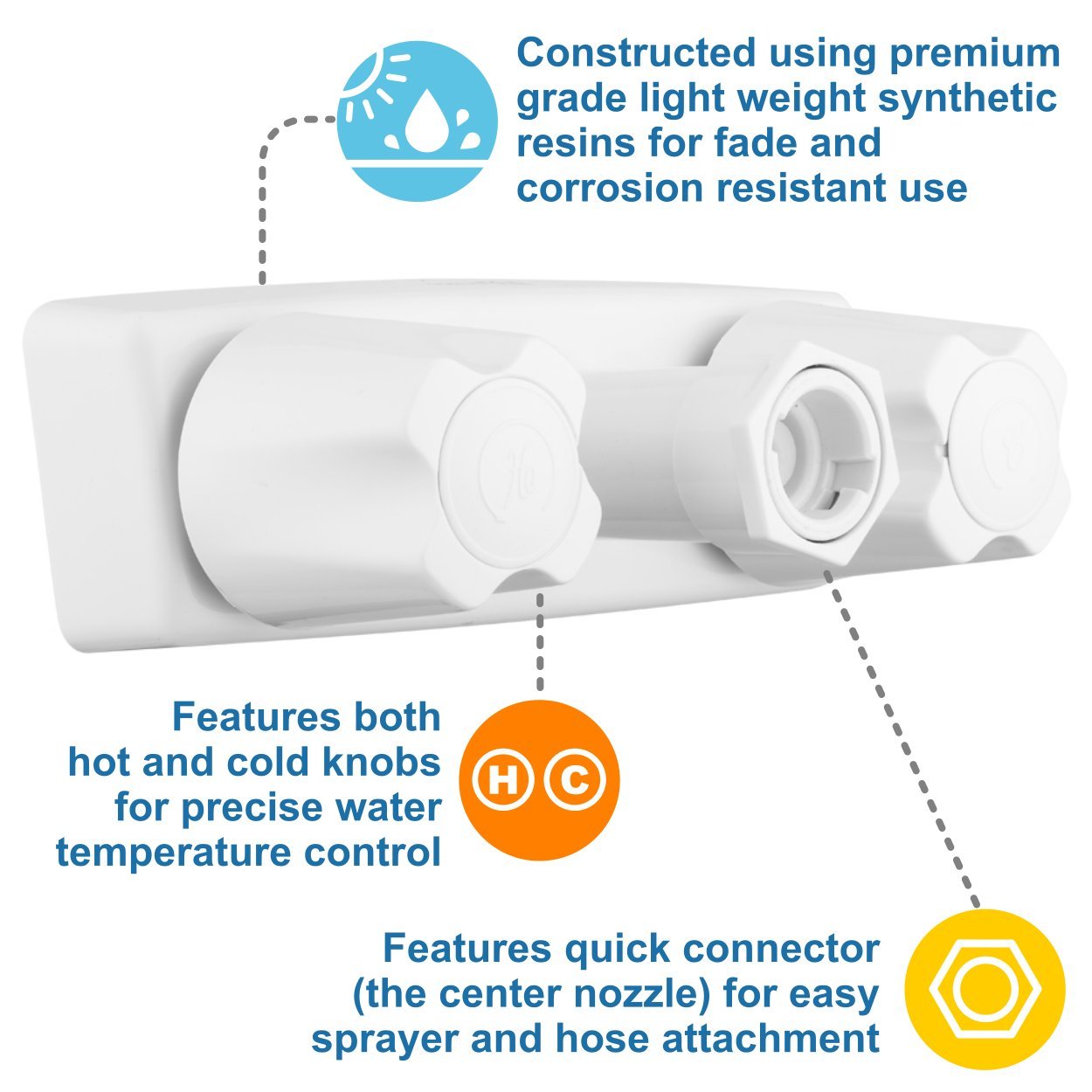 Dura Faucet Exterior DF-SA180-WT Quick Connect Faucet (White)