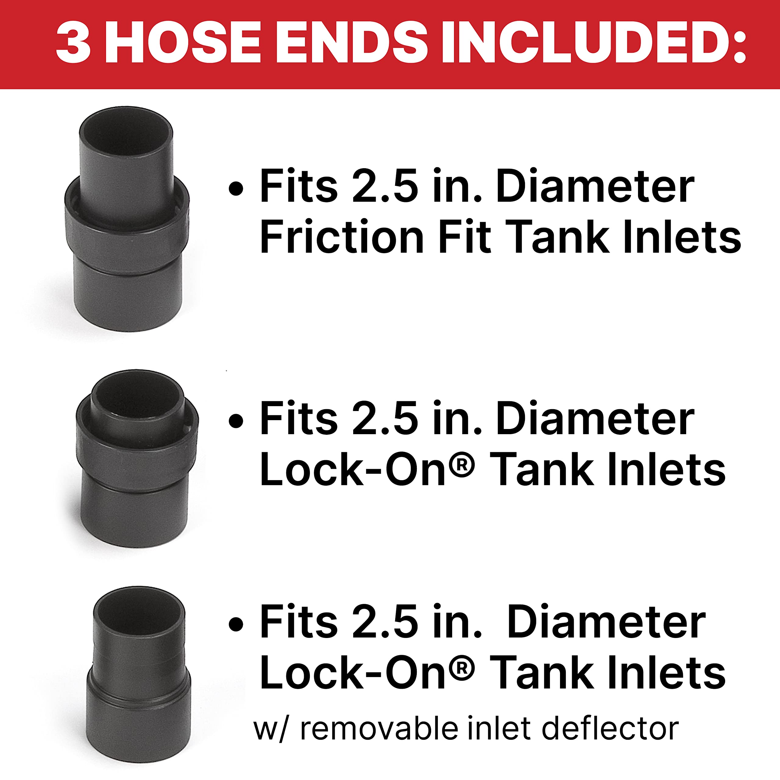 Vacuum Hose Shop-Vac 9050333 for Standard or Locking Inlets, 8-Foot x 2.5 Inch Diameter, Prevents Clogging With Bulky Debris, (1-Pack)