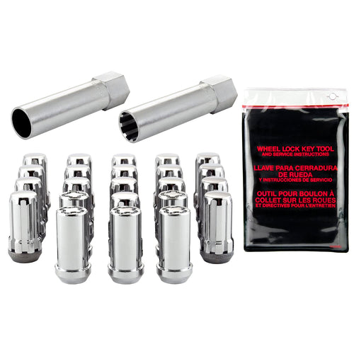 Jeep Wrangler JL McGard 65585 23-Piece Chrome SplineDrive Wheel Installation Kit (M14 x 1.5 Thread Size); Set of 18 Lug Nuts, 5 Wheel Locks, 1 Key, 1 SplineDrive Install Tool & 1 Key Storage Pouch