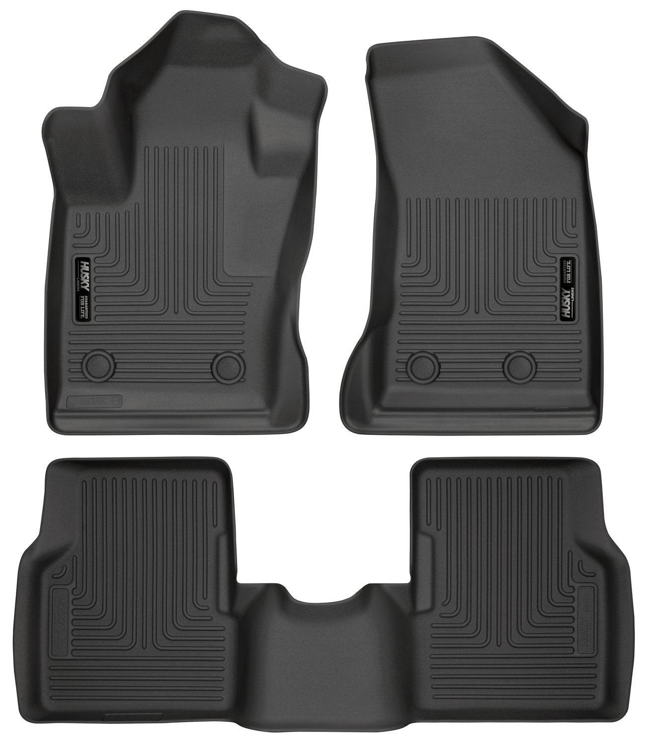 Weatherbeater Husky Liners Floor Mats | Fits 2017-2025 Jeep Compass | Front & 2nd Row, 3-pc Black - 95681