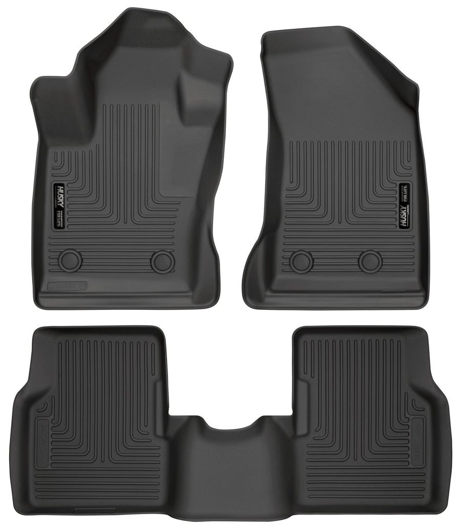 Weatherbeater Husky Liners Floor Mats | Fits 2017-2025 Jeep Compass | Front & 2nd Row, 3-pc Black - 95681
