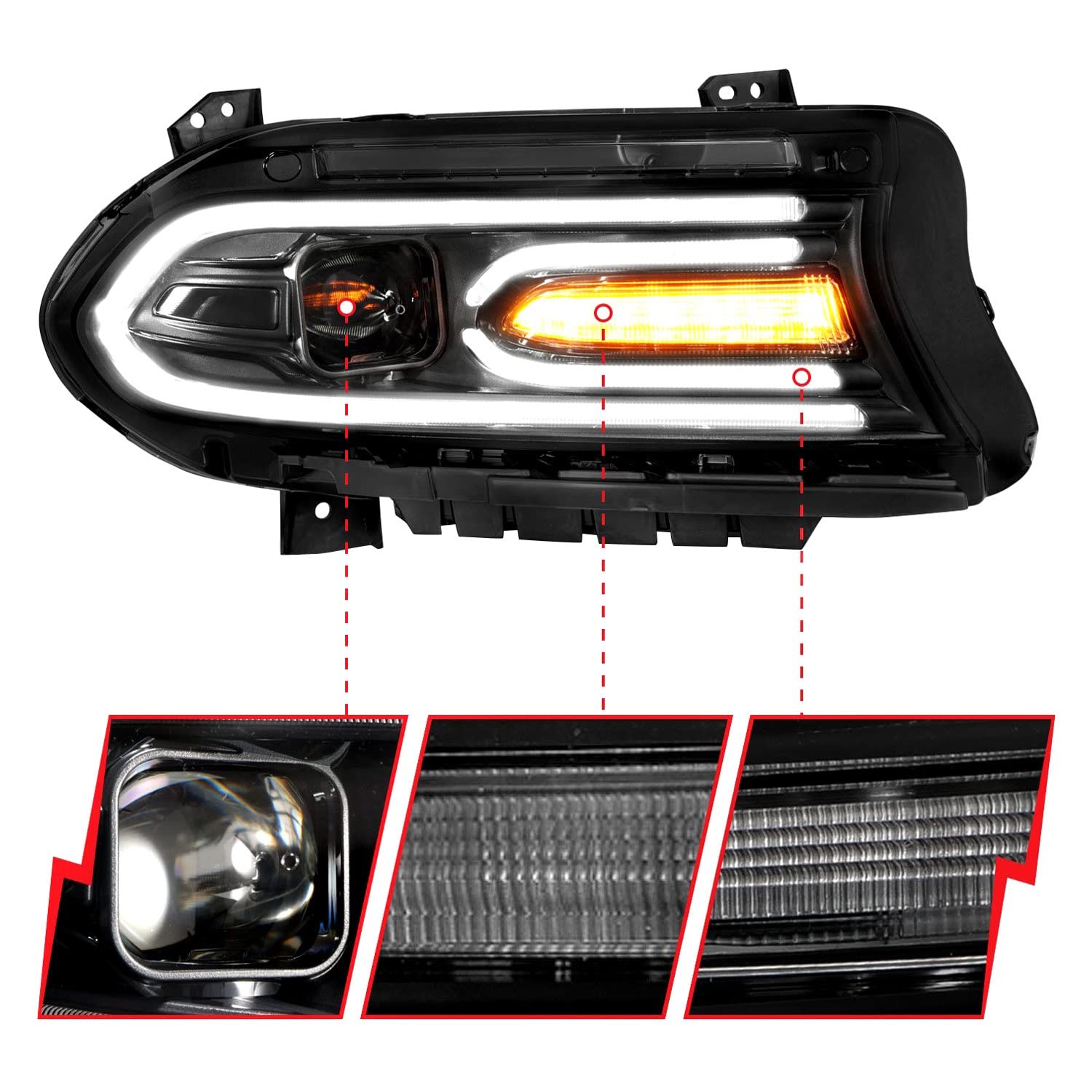 Projector Headlamps ANZO USA 121559 Fits Dodge Charger