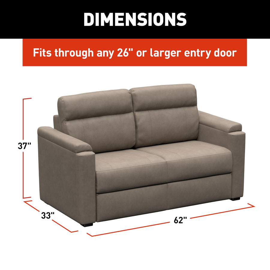 Thomas Payne 62" Driftwood Signature Heritage Series RV Clickback Sleeper Sofa with Automatic, Adjustable Fold-Out Legs, Four Reclining Positions, Easy Transition - 2024044222