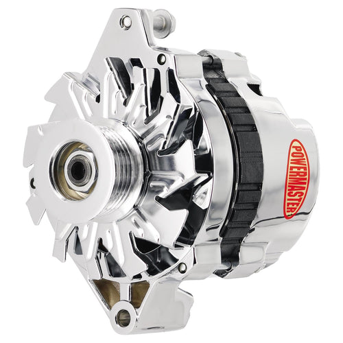 Alt GM CS130 Chrome 105A 6 grv Pulley Str MTG 6.61" Unthreaded MTG Ear 1-Wire or OE Hookup Powermaster