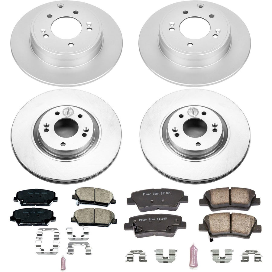 Power Stop Coated Brake Rotor and Ceramic Brake Pads CRK6325- Front & Rear For Kia Optima 2011-2015 [Vehicle Specific]