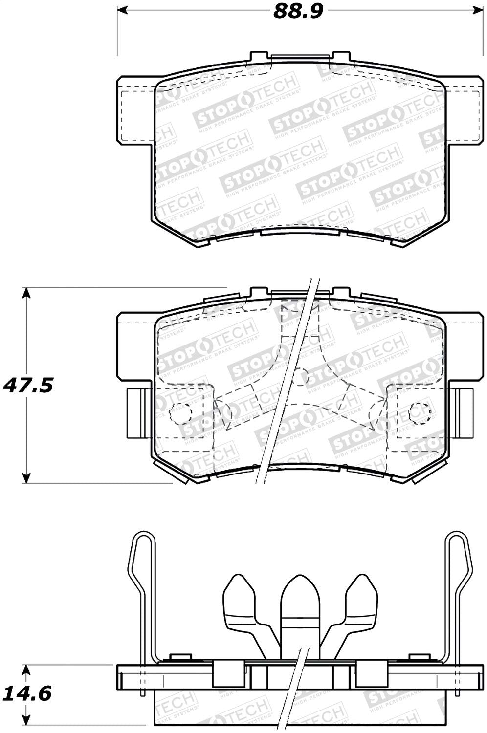 Rear StopTech 308.10860 Brake Pads with Shims and Hardware