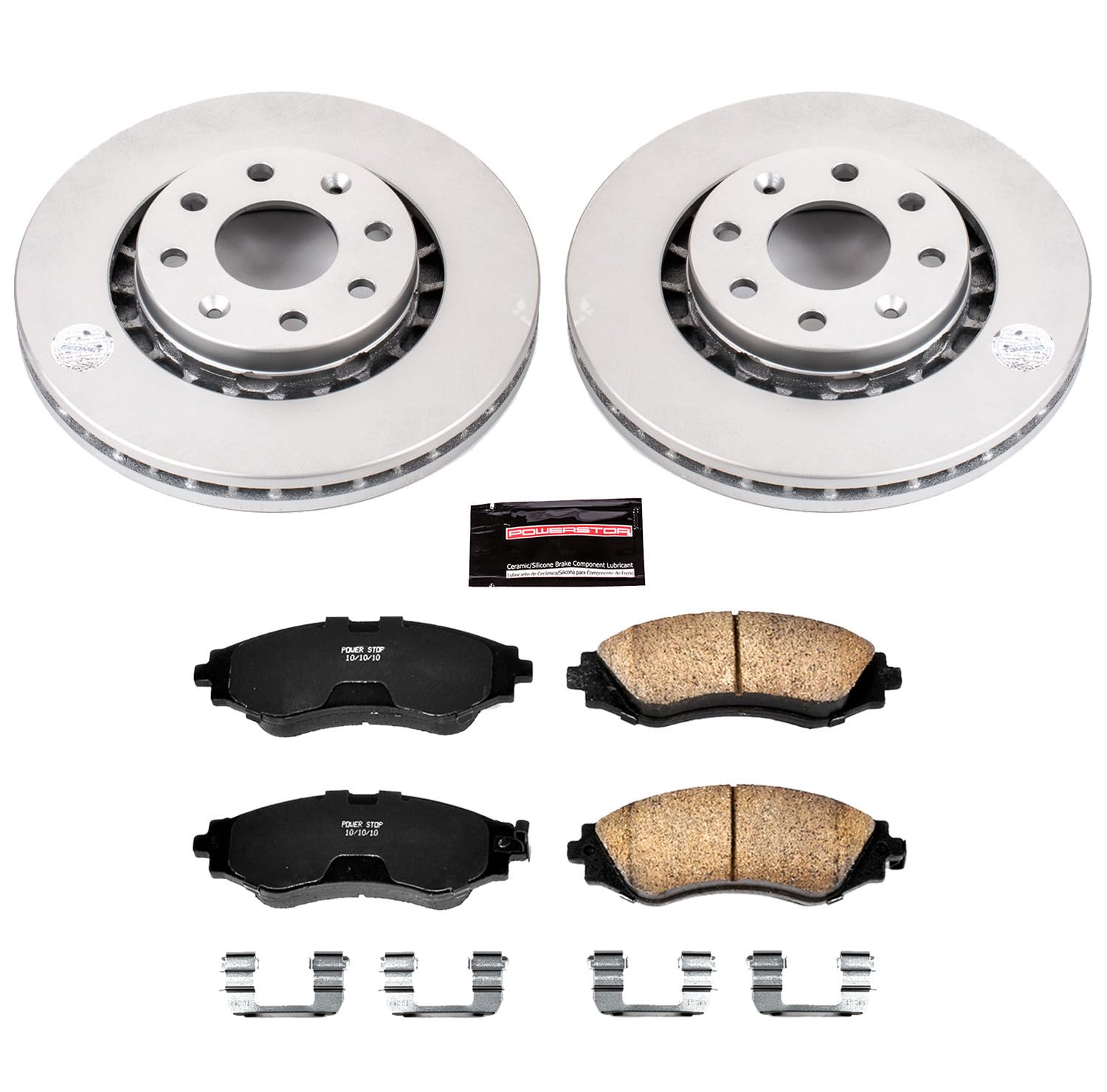 Power Stop Coated Brake Rotor CRK5893 & Ceramic Brake Pads- front For Chevrolet Aveo, Chevrolet Aveo5, Chevrolet Spark, Chevrolet Spark EV, Pontiac G3 [Model Specific]