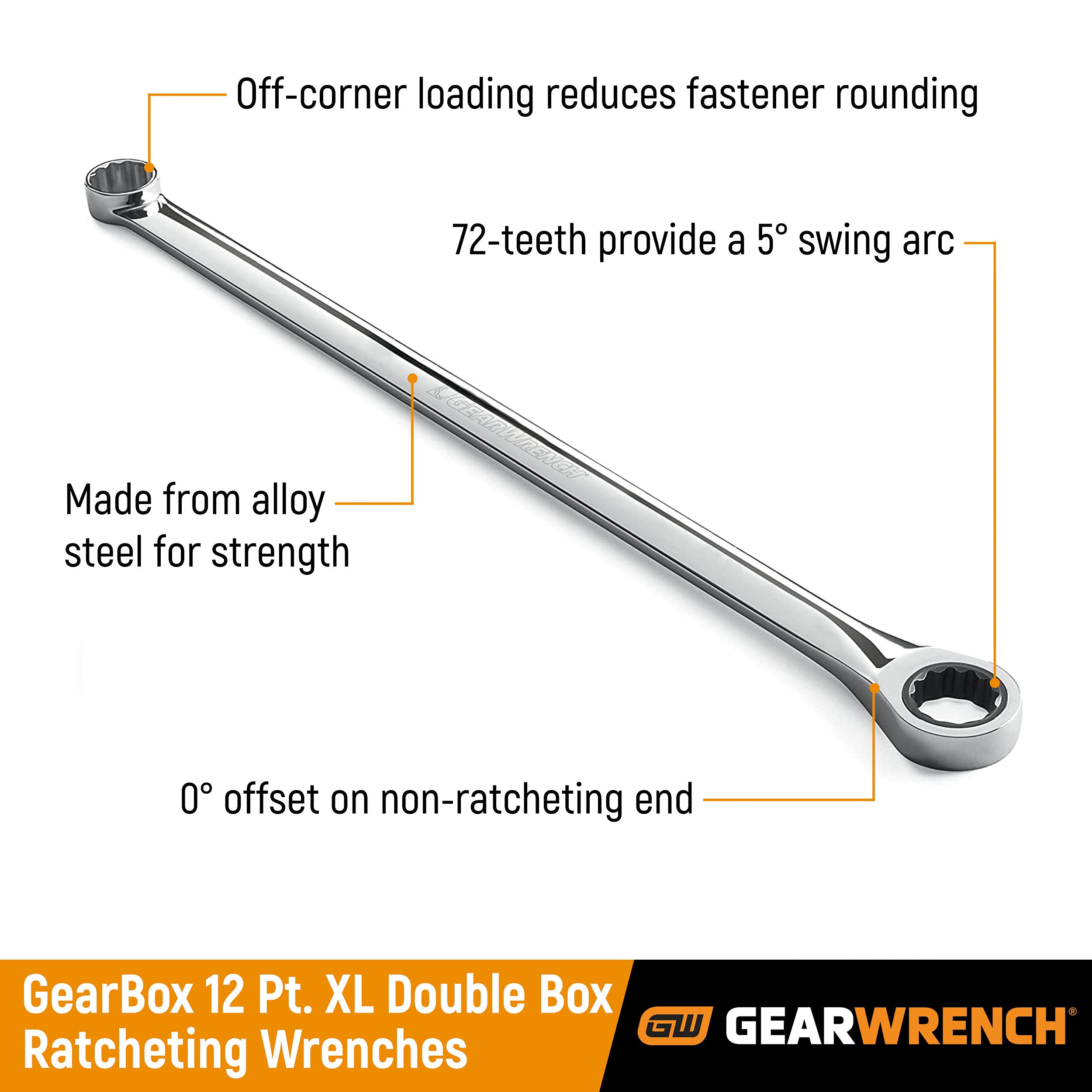 12 Pc. Gearbox XL Ratcheting Wrench Set, Metric - GEAWRENCH 85988