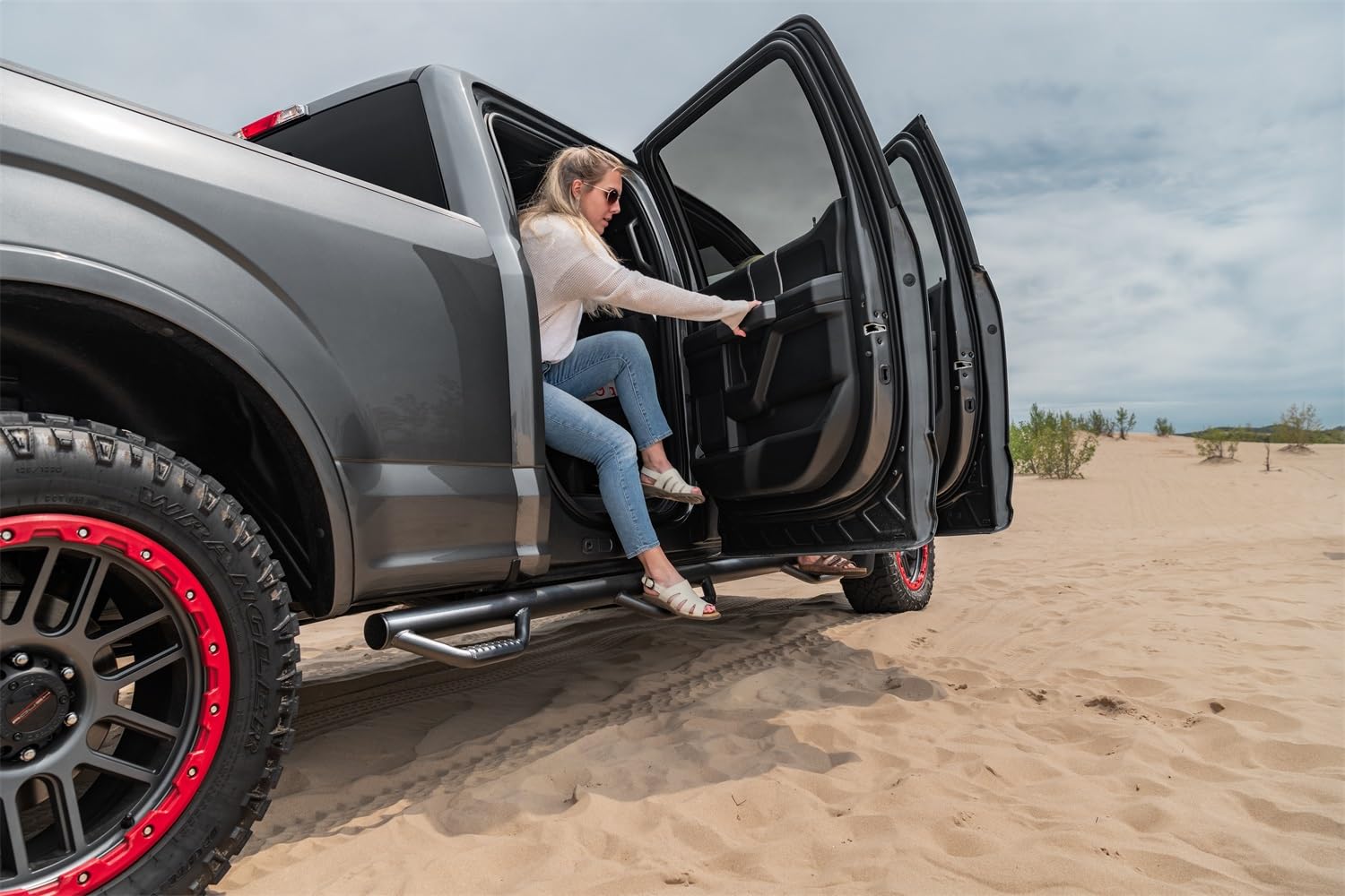 N-Fab Steps Nerf | Textured Black, Wheel-to-Wheel w/ Bed Access | F15107CC-6-TX | Fits 2015-2022 Ford F-150 SuperCrew 6.5' Standard Bed, SRW Gas