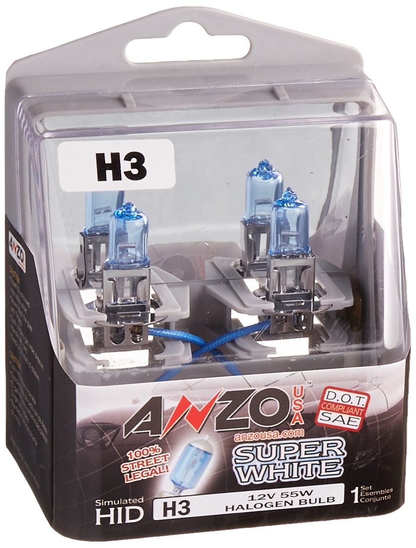 800013 Anzo USA 12V 55W Super White H3 Twin Pack - (Sold in Pairs)