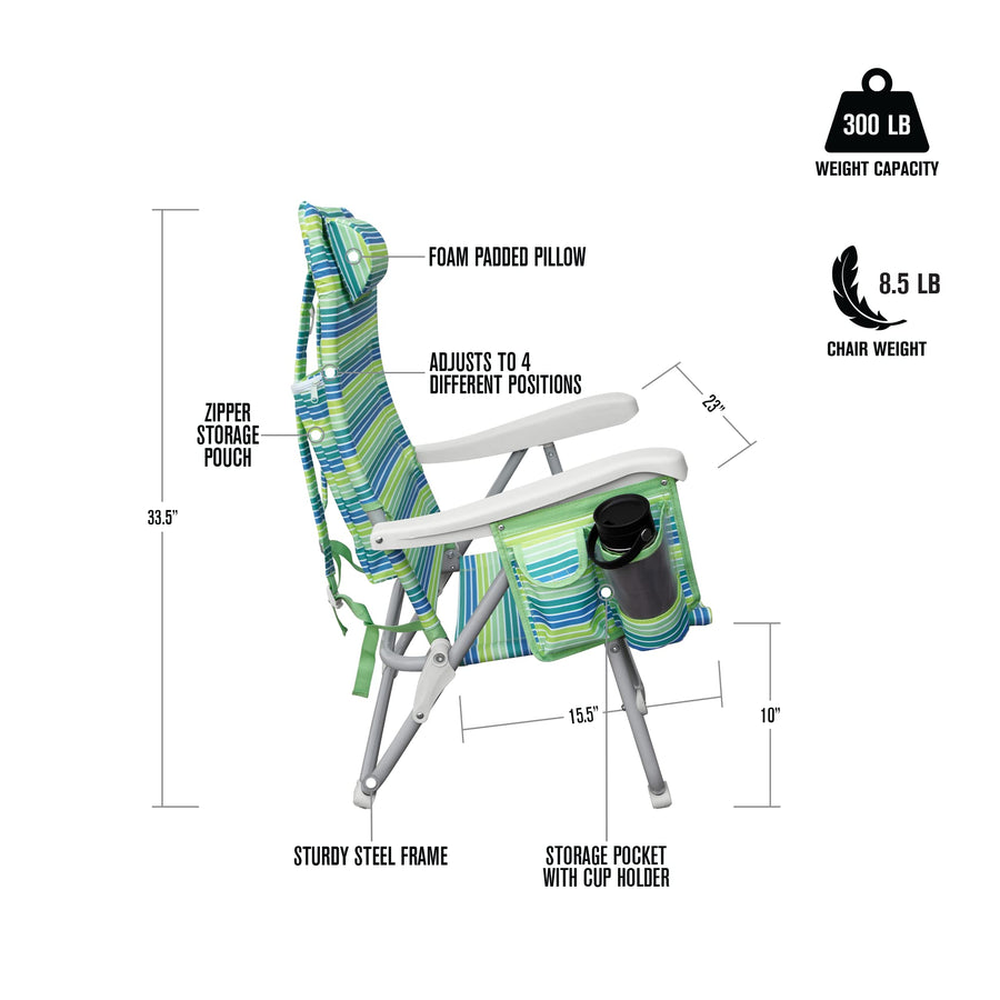 Hurley Beach Outdoor Standard Backpack Chair, One Size, Limeade