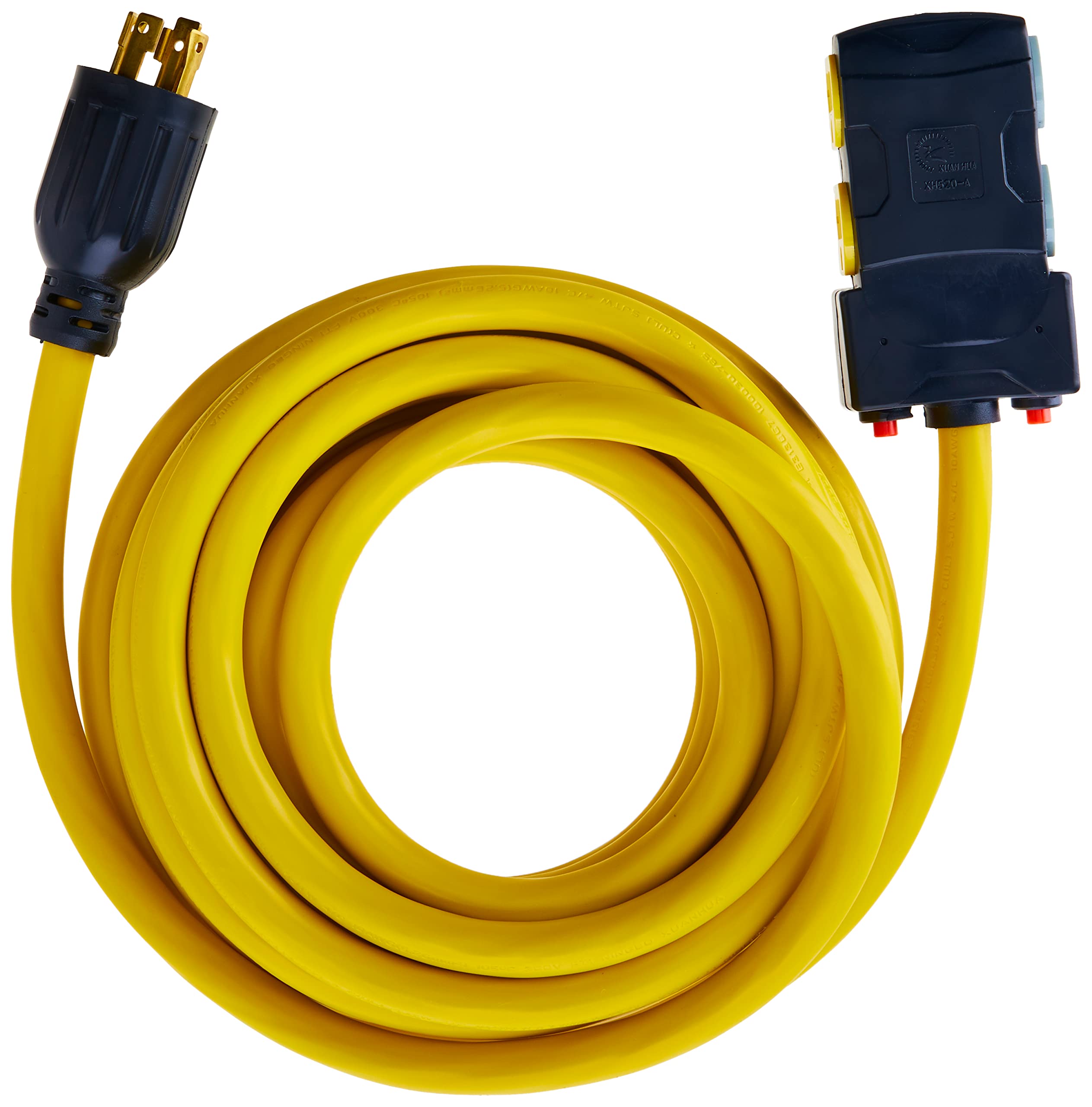 30-Amp Champion Power Equipment 25-Foot 125/250-Volt Duplex-Style Generator Extension Cord with Circuit Breakers (L14-30P to Four 5-20R)