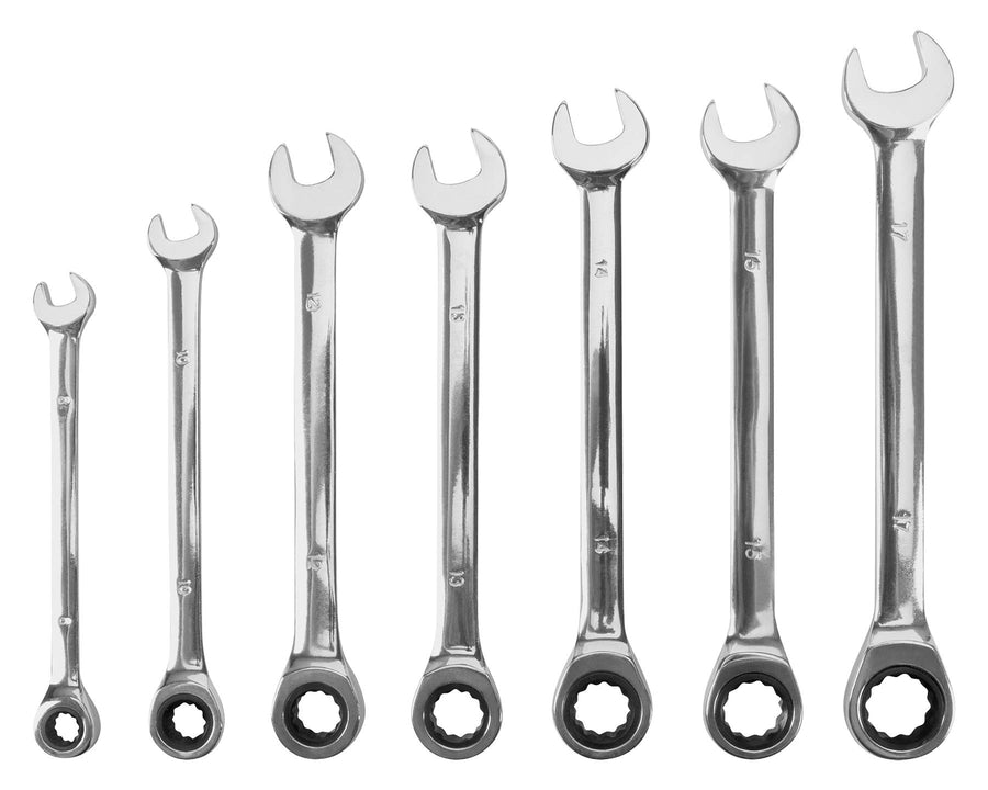 7pc MM Ratcheting Wrench Set Performance Tool W1170 - Professional Grade 72 Tooth Gear Design for Tight Spaces and Quick Adjustments