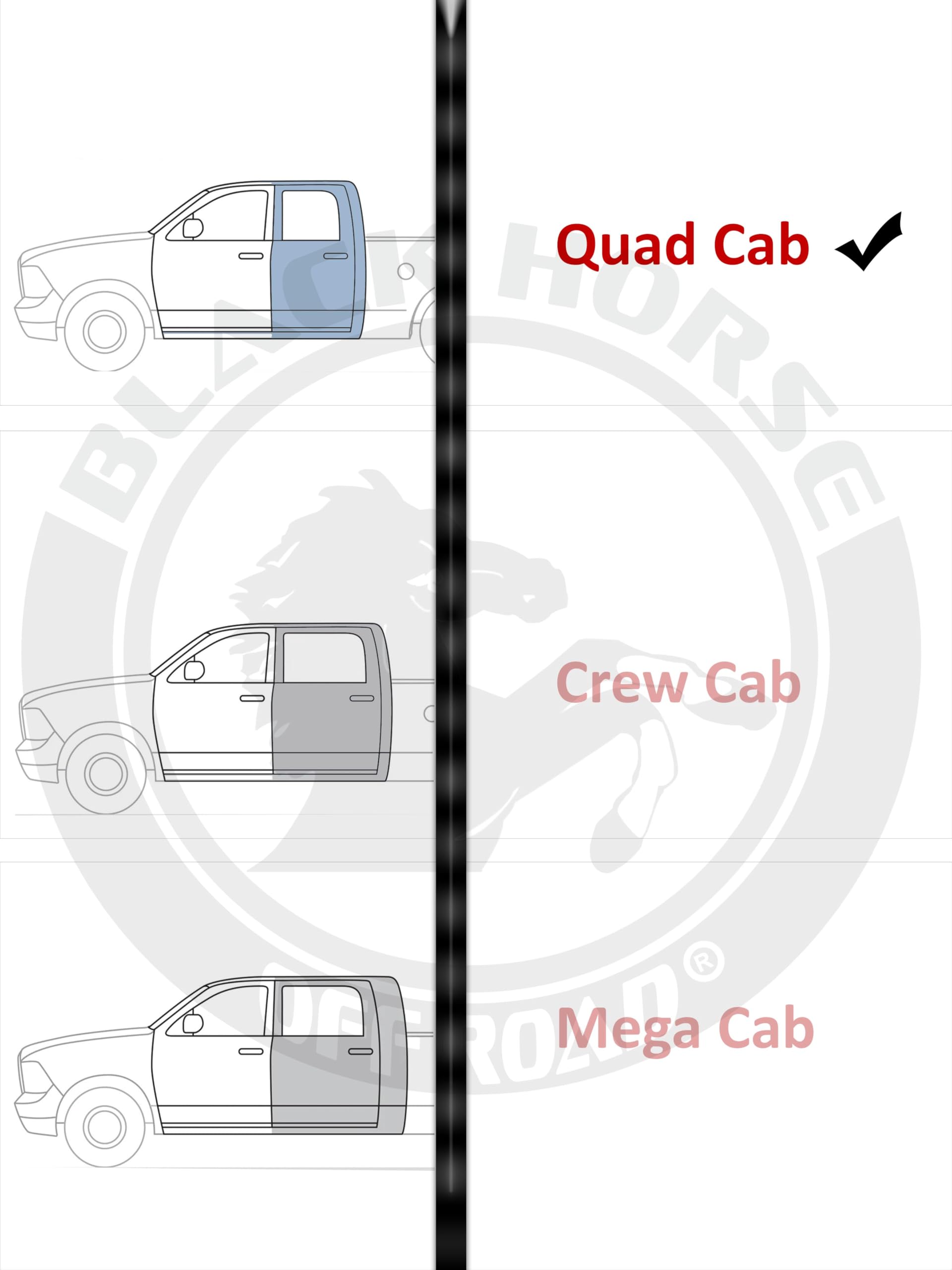 Peak Black Horse Running Boards Matte Black Compatible with 2009-2018 Dodge Ram 1500 Quad Cab|2010-2014 Ram 2500-3500 Quad Cab-PER176
