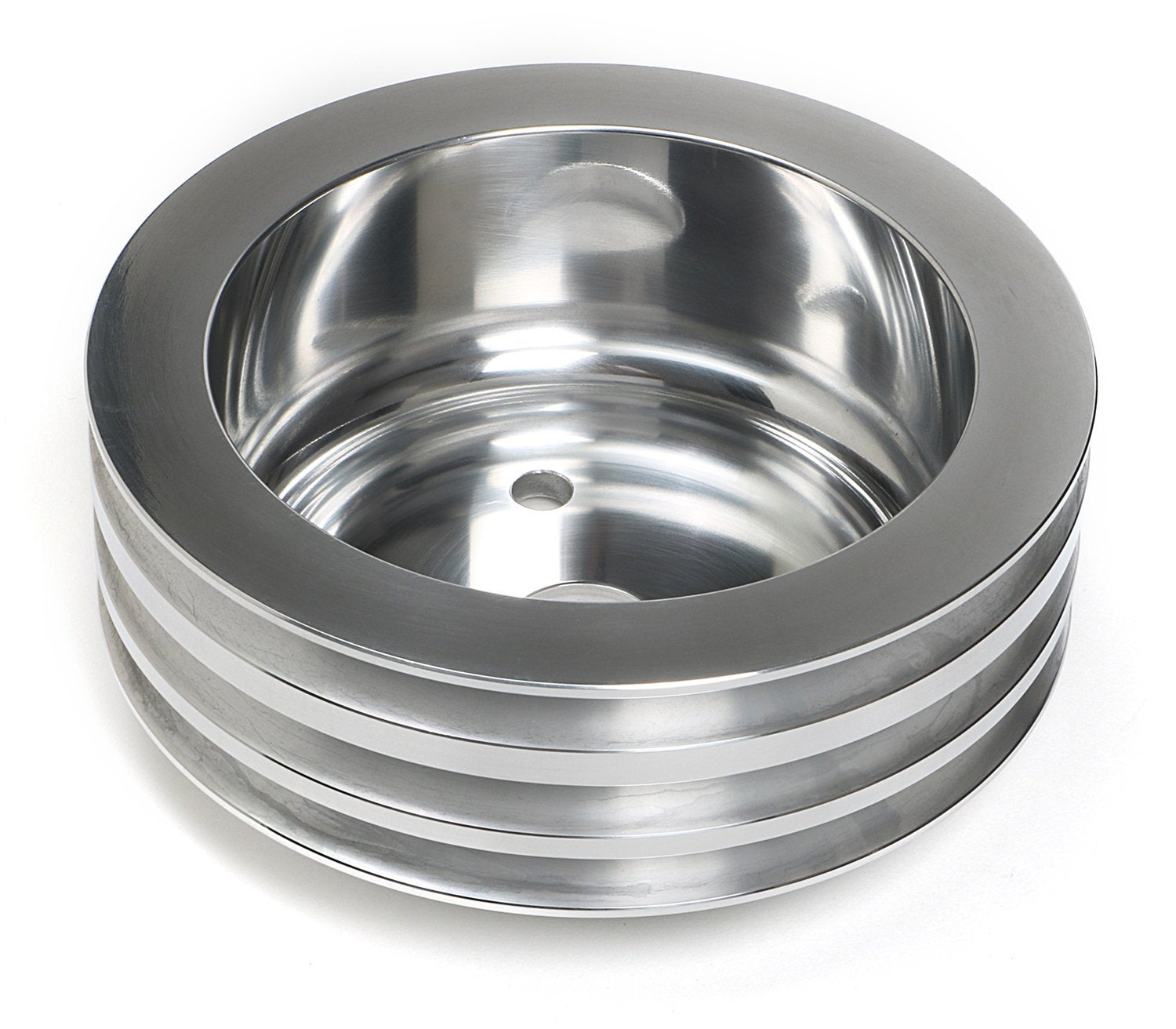 Polished Aluminum Trans-Dapt 6058 3-Groove Crankshaft Pulley