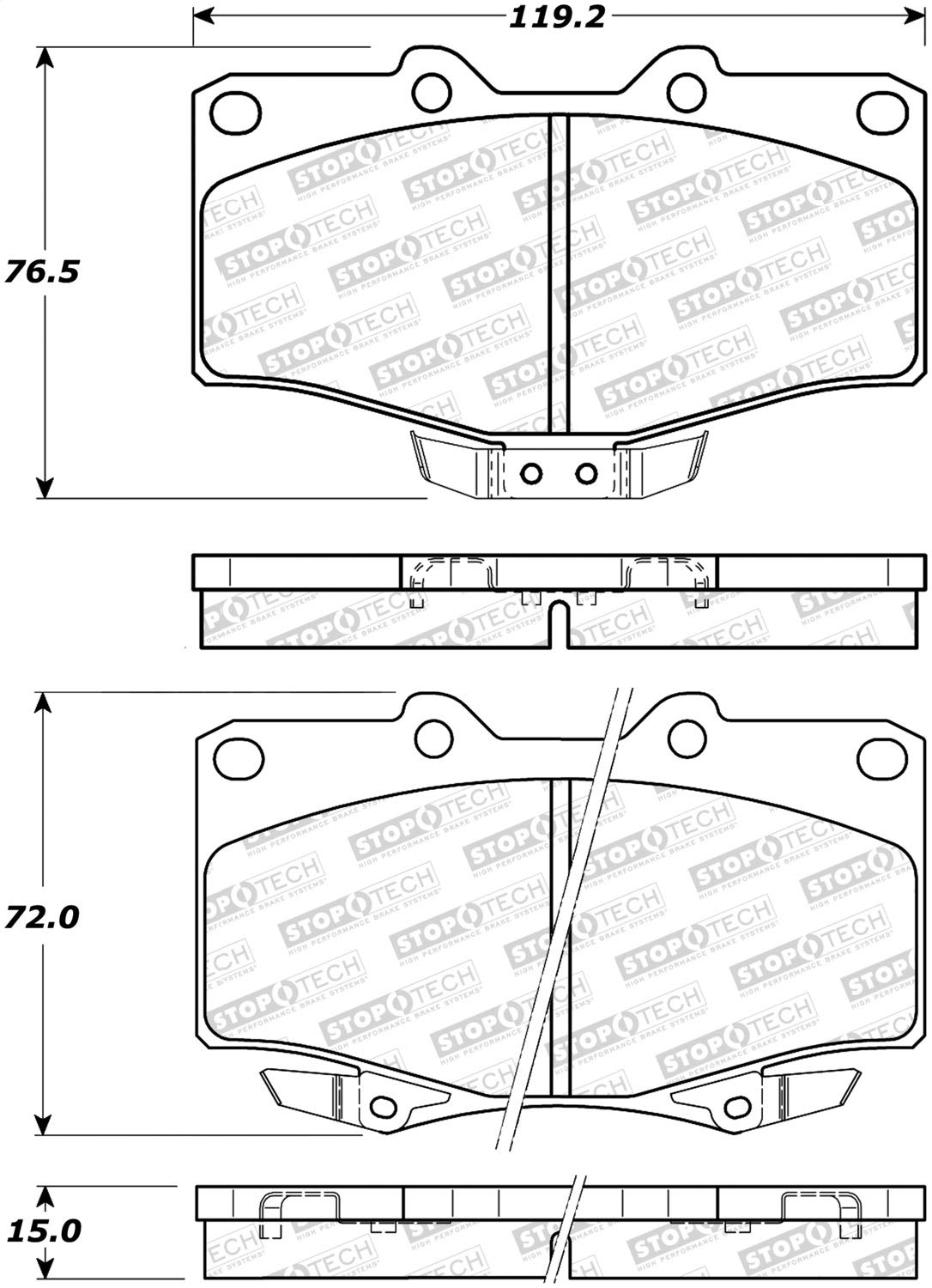 Front StopTech 308.06110 Brake Pads with Shims and Hardware Street