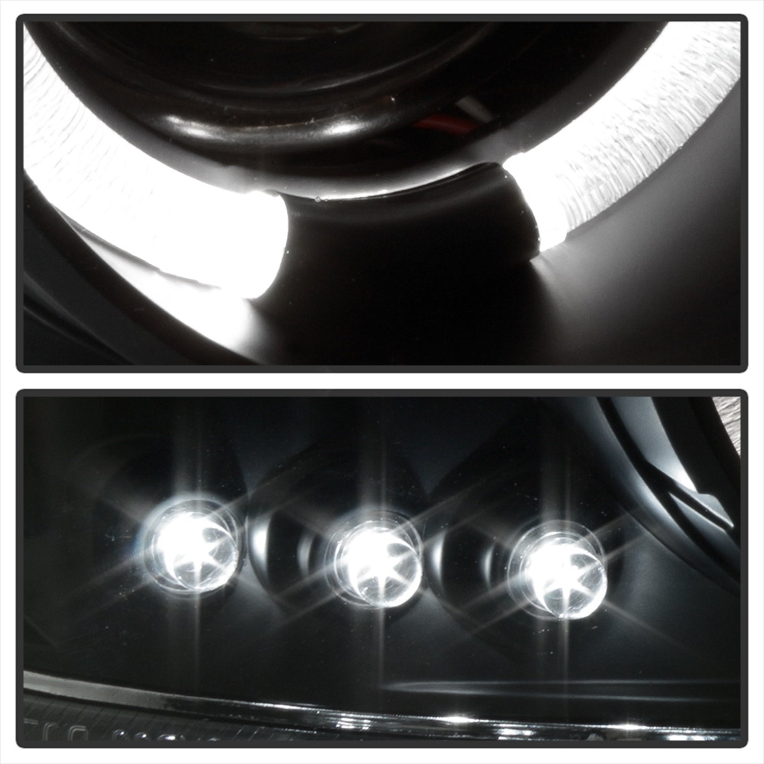 Led Halo Spyder Auto Projector Headlights Black/Clear 5009357