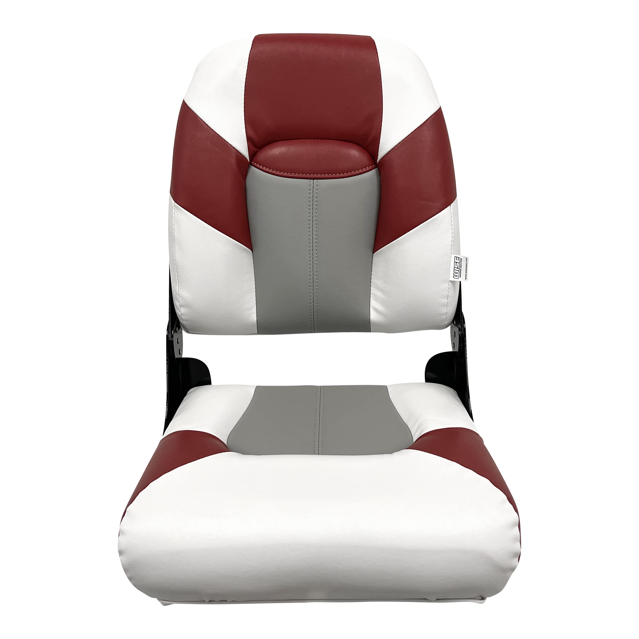 Baja Series Wise High Back Boat Seat, Brite White/Grey/Dark Red 1461-1774