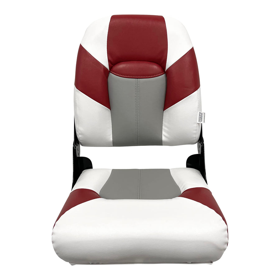Baja Series Wise High Back Boat Seat, Brite White/Grey/Dark Red 1461-1774
