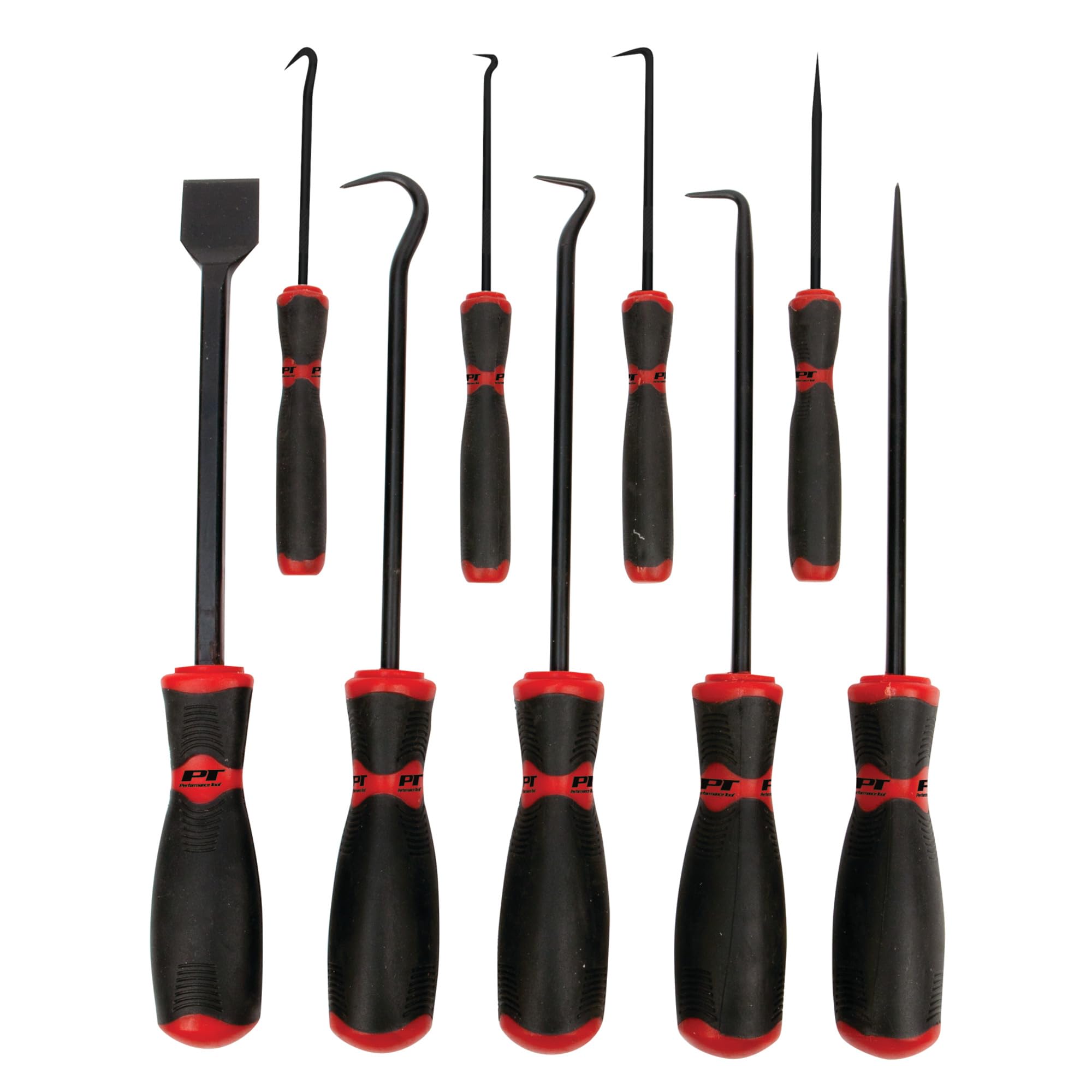 W948 Performance Tool 9-Piece Hook/Pick/Scraper Set,Black/Red