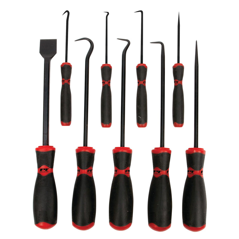 W948 Performance Tool 9-Piece Hook/Pick/Scraper Set,Black/Red