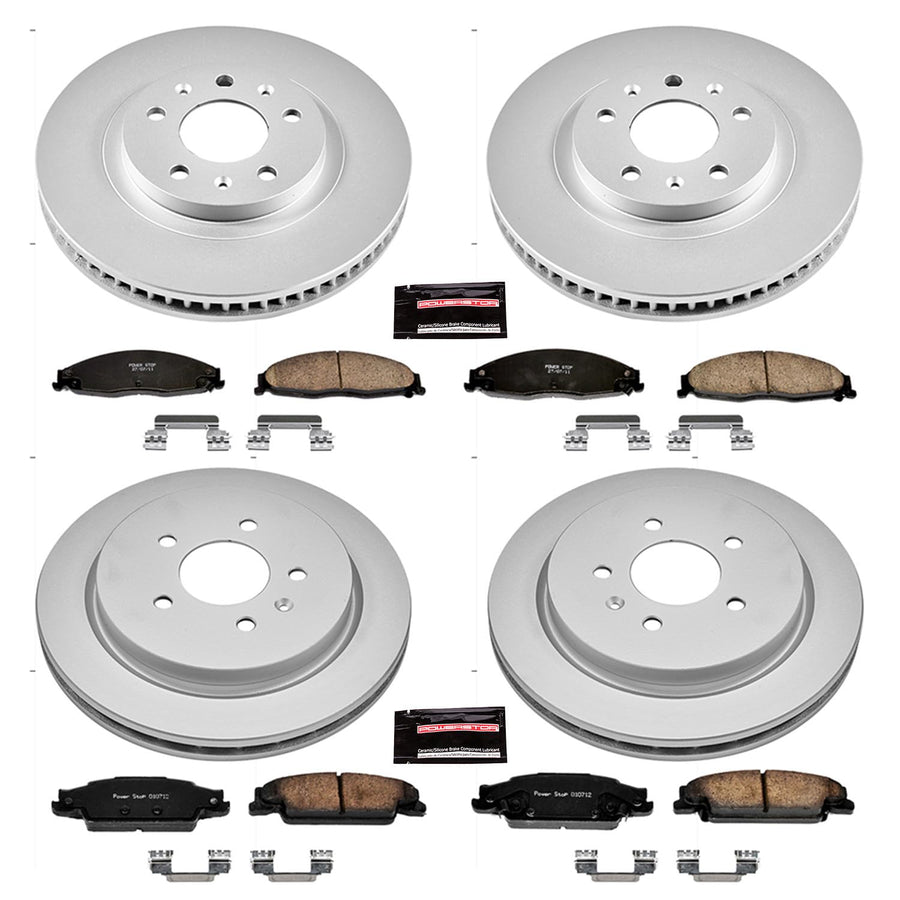 Power Stop CRK1420 Brake Rotor & Coated Ceramic Brake Pads- front & rear For Cadillac CTS 2003-2007 [Vehicle Specific]