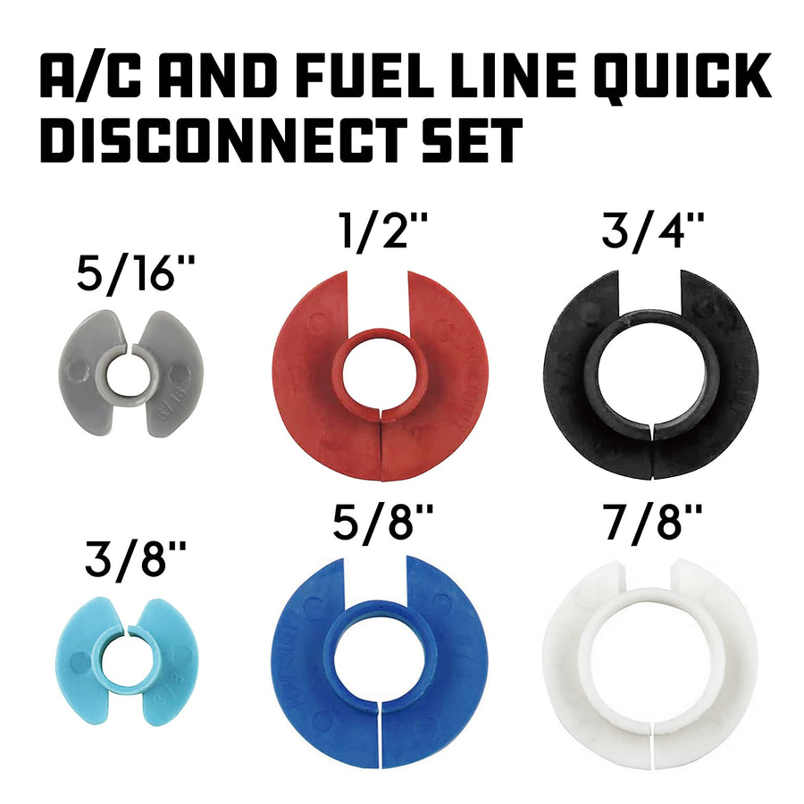 6 Piece Powerbuilt A/C and Fuel Line Disconnect Set, 5/16" 3/8" 1/2" 5/8" 3/4" 7/8", For Quick and Easy Separation of Fuel, A/C and Automatic Transmission Line Quick-Disconnect Fittings - 648424