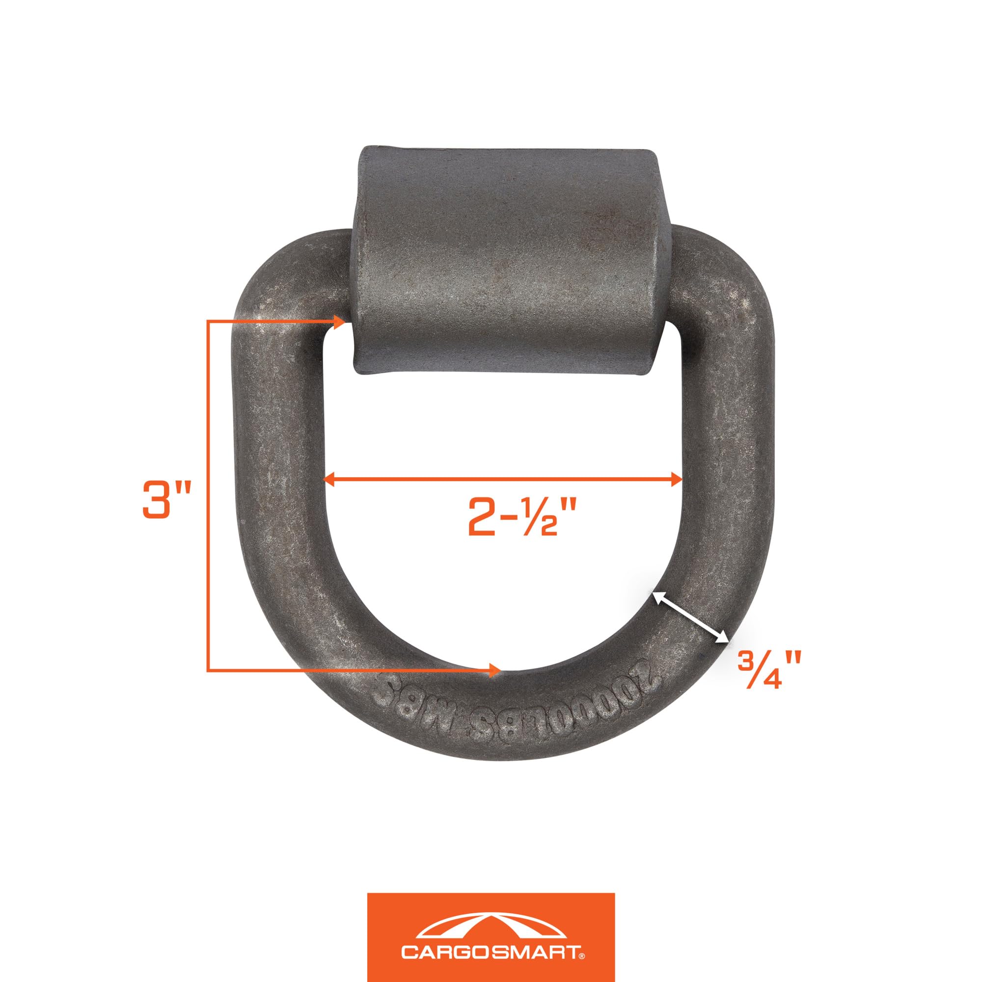 Weld On Heavy Duty Forged D-Ring, 3/4" Diameter, 3" x 3" 20,000 lb 1 Pk