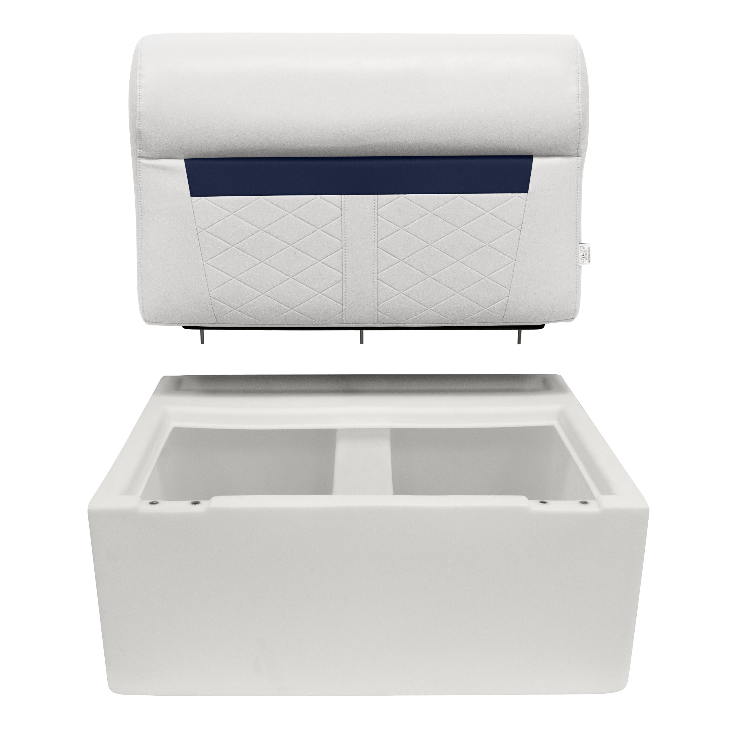 28" Wise DLX95-1904 Pontoon Bench Cushion Set - White/Mariner Blue DLX Series