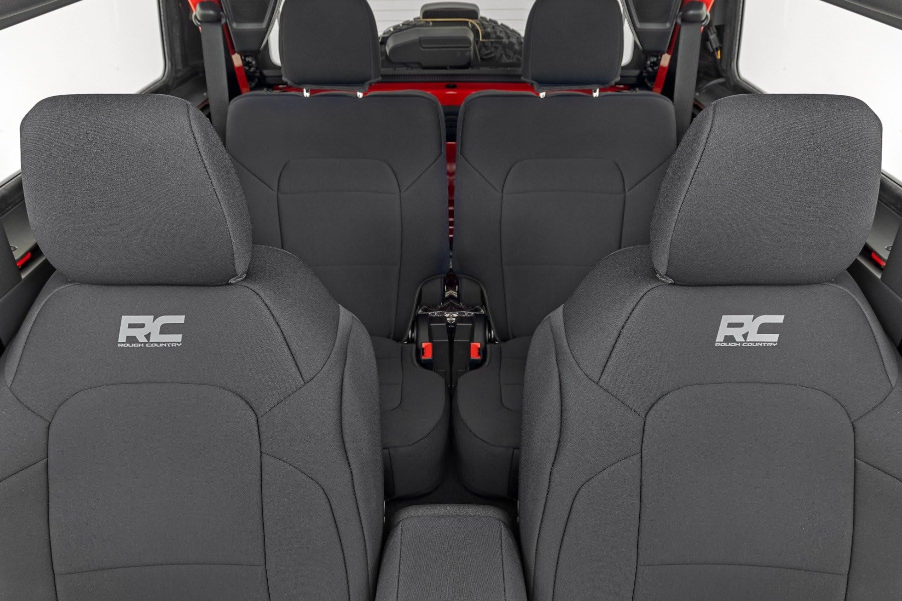 Rough Country Neoprene Seat Covers for 2-Door Ford Bronco (2021-2025) w/Bucket Seats - Waterproof & UV Resistant, Foam Padded, Front & Rear Seat Cover Set