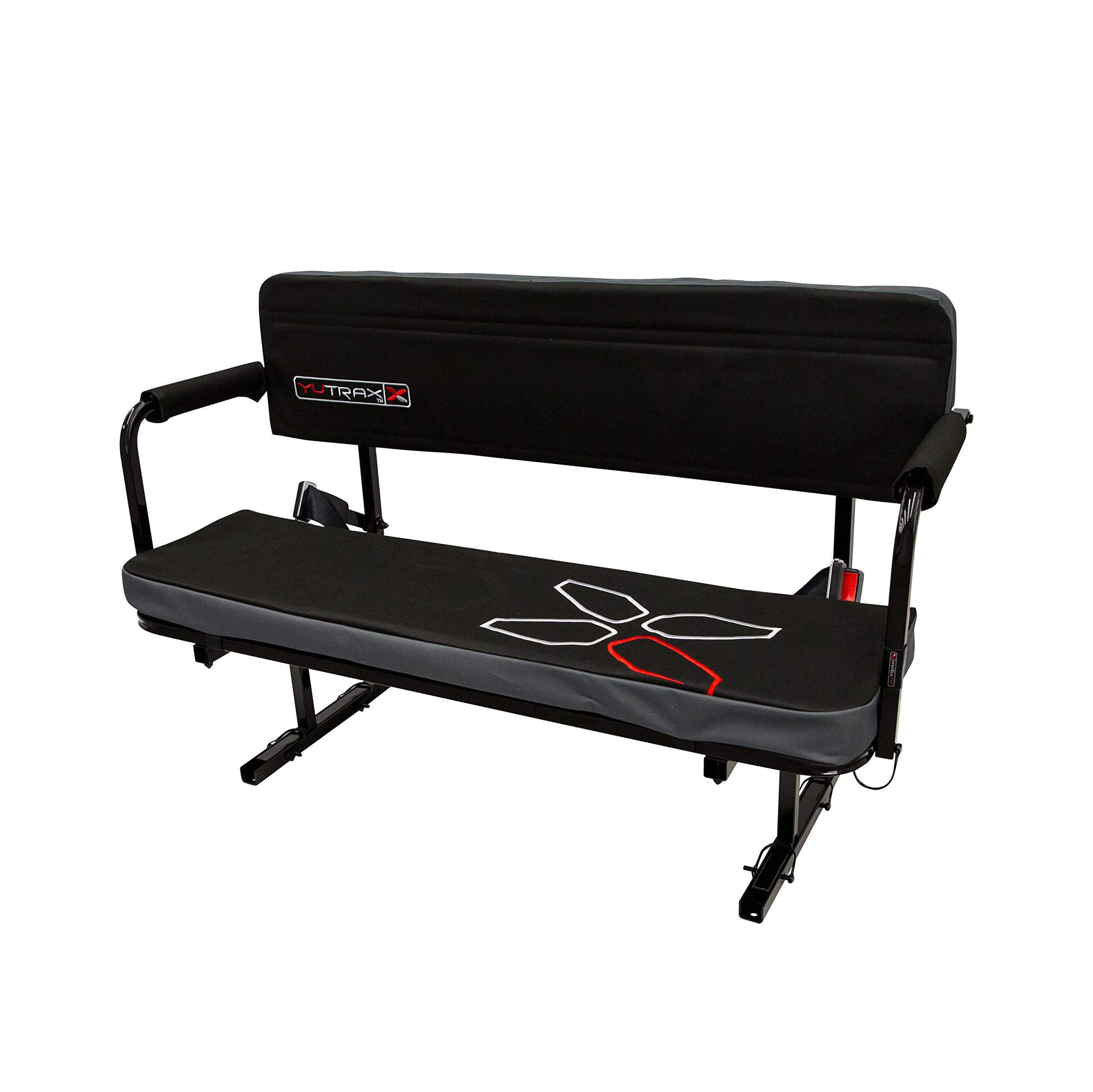 Universal Mount YUTRAX® UTV Jump Seat, UTV Accessory, Increase Seating Capacity, Heavy-Duty Steel Frame, Padded Seat & Backrest, Seat Flips Up, Easy to Assemble