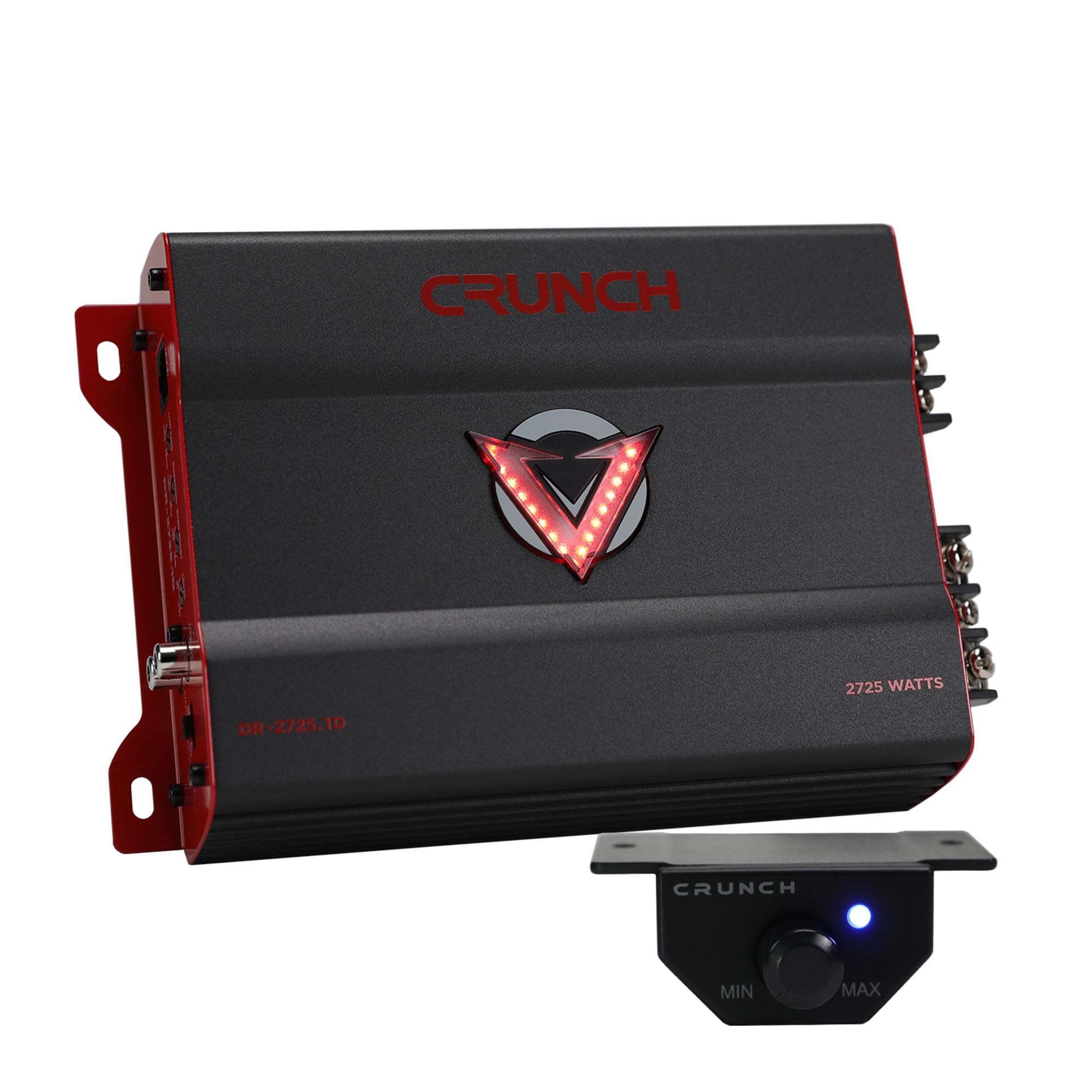 2725W Crunch Mono block Car Audio Amplifier with Adjustable Crossovers, Bass Knob & Remote, LED VU-Meter, QTD Cooling and PWM Power Supply