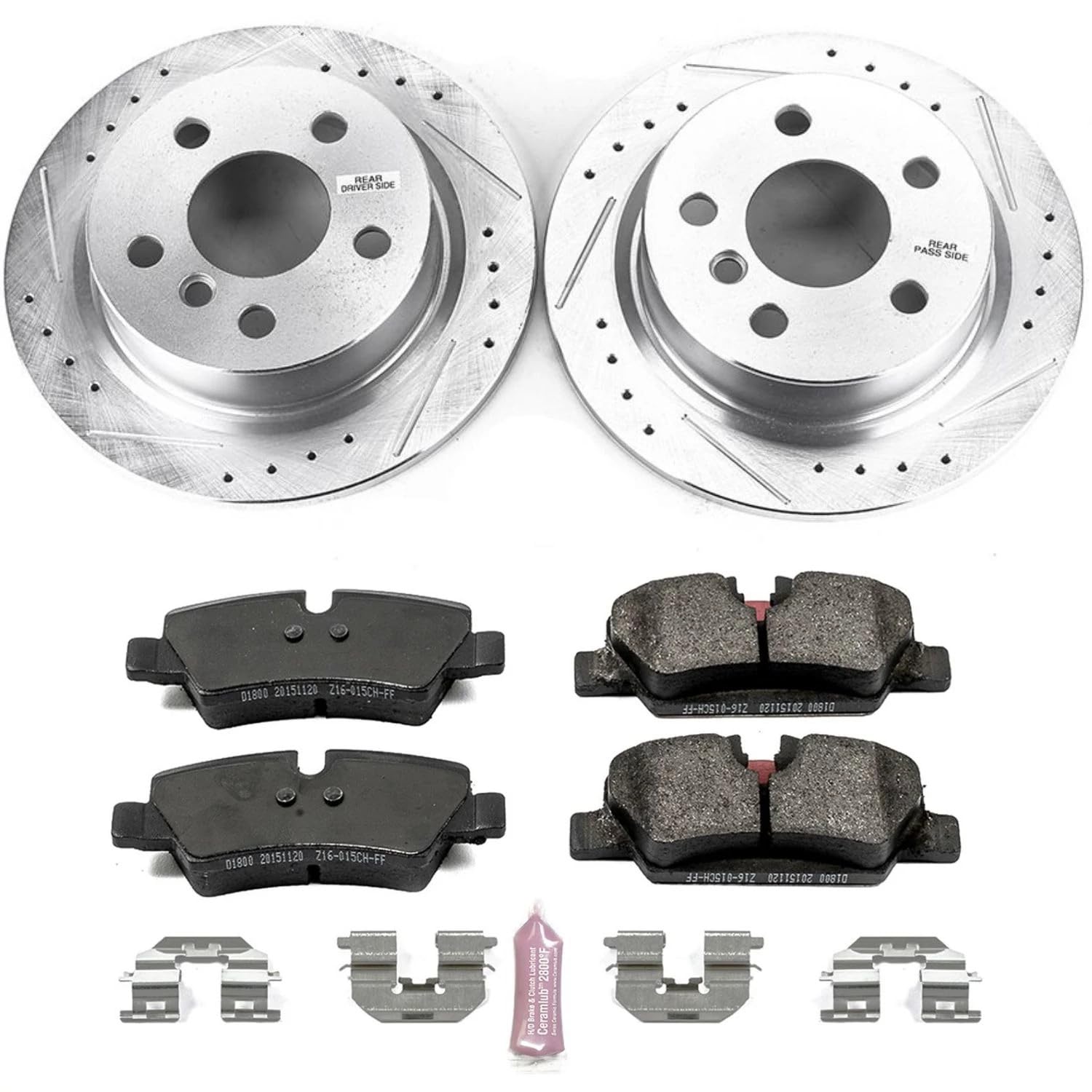 Rear Power Stop K7750 Z23 Evolution Sport Brake Upgrade Kit and 1 Rear Sensor Wire For Mini Cooper 2014-2023 [Model Specific]