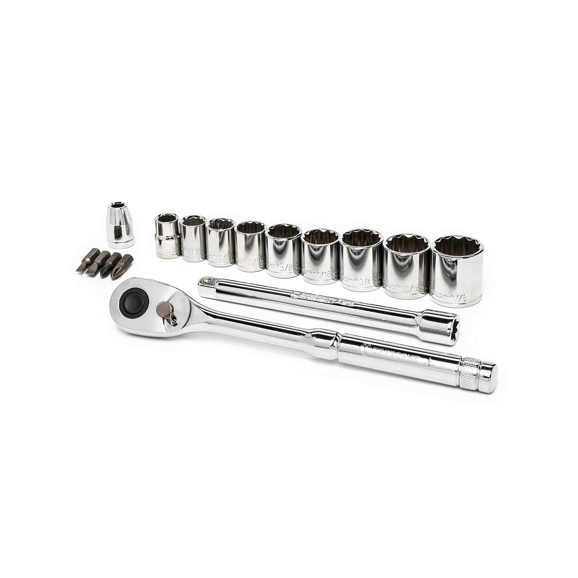 Crescent 3/8" Drive 16 Pc 12 Point SAE/Metric Mechanics Tool Set - CSWS6C