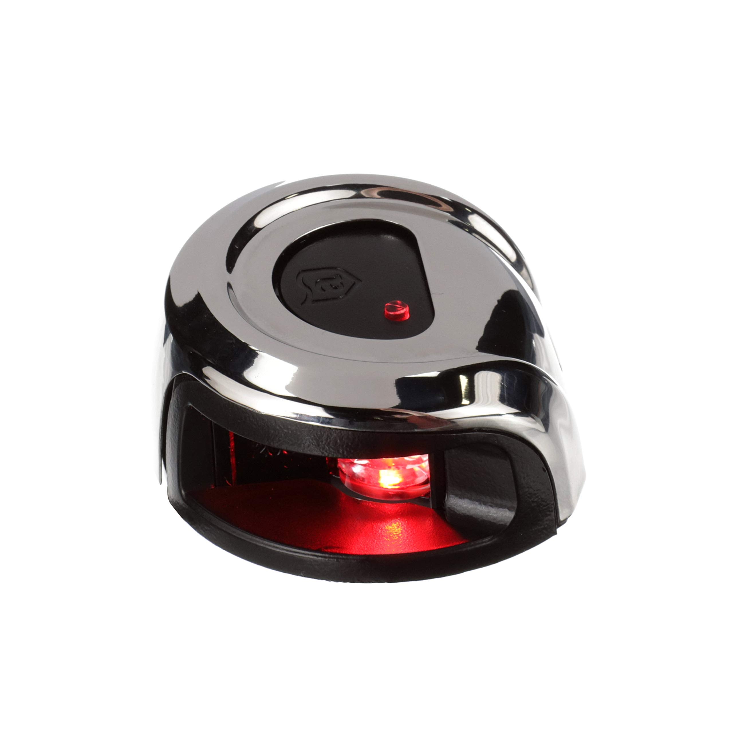 LightArmor Attwood NV2012SSR-7 2-Mile Navigation Deck Mount Sidelight, Red LED Lighting, Round Stainless Housing