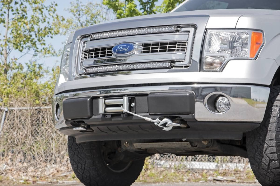 Rough Country Winch Mounting Plate Hidden (fits) 2009-2014 F150 | Recovery System | OEM Bumper Winch Mount | 1010 , Black