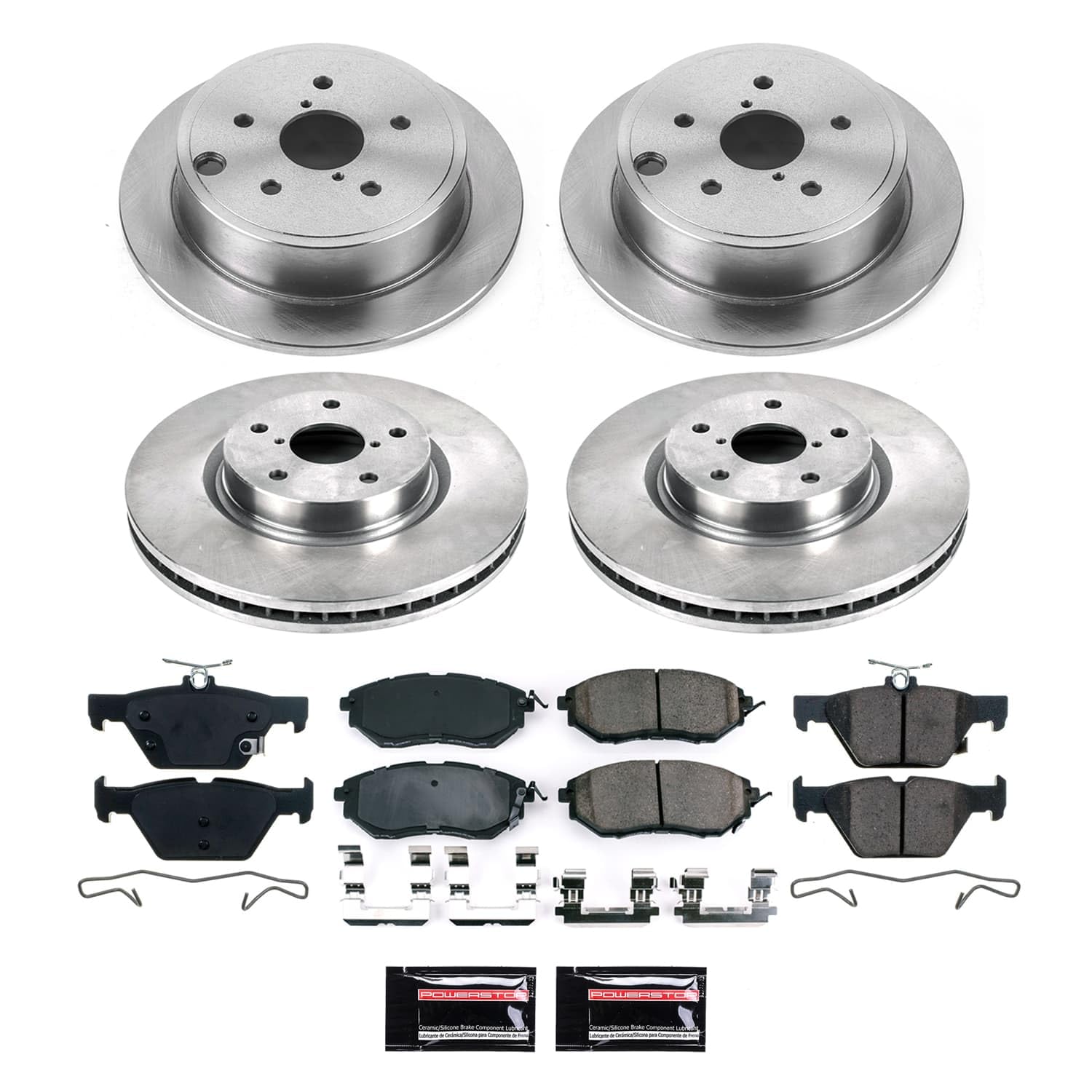Power Stop Front and Rear KOE9166 Brake Pads and Rotors Stock Replacement Brake Kit Autospecialty For Subaru WRX 2021 [Application Specific]