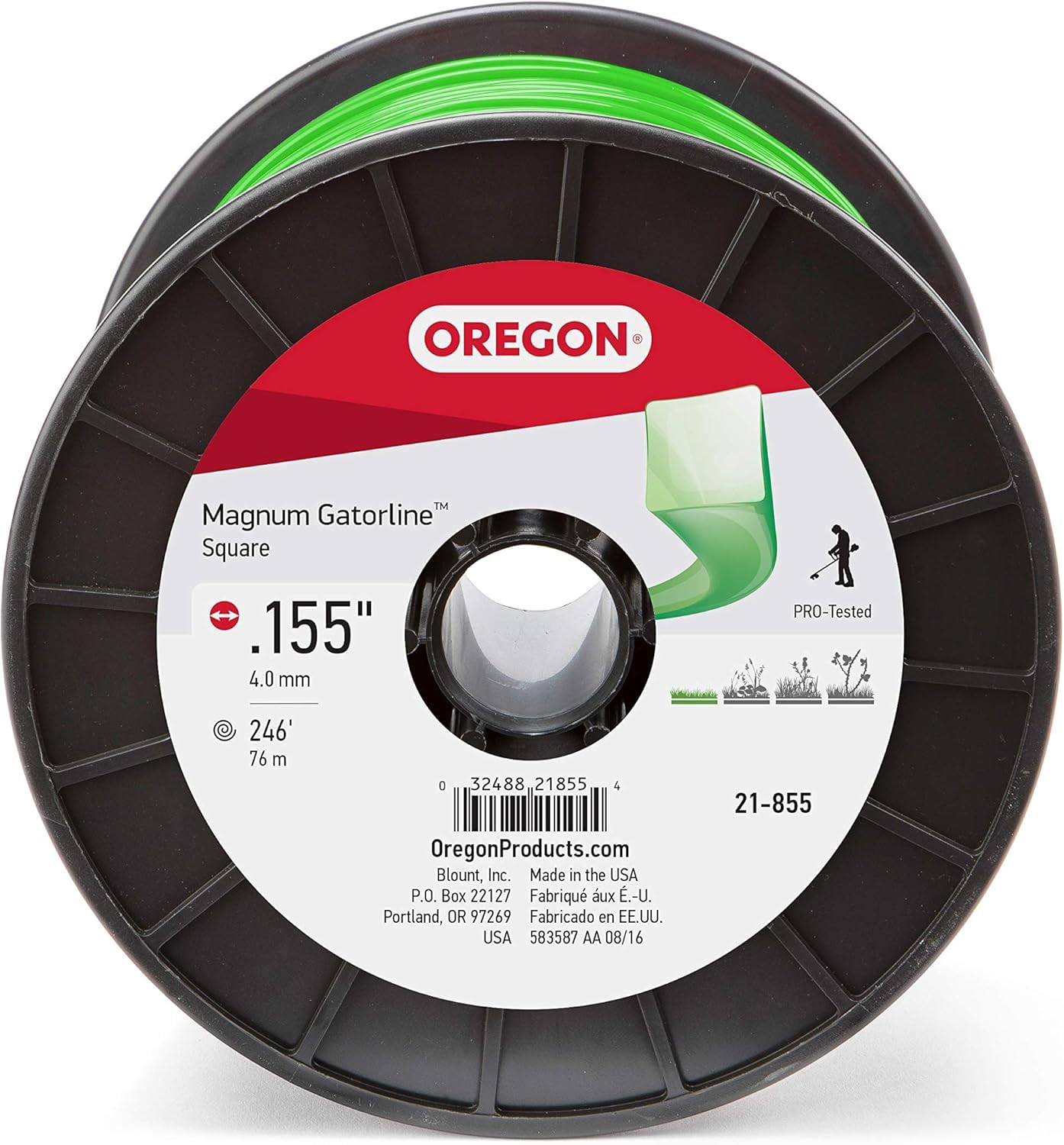 Gatorline Oregon 21-855 Square String Trimmer Line .155-Inch Diameter 3-Pound Spool, Green