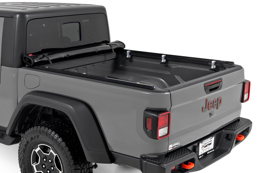 Soft Roll-Up Truck Bed Cover Rough Country for Jeep Gladiator (2020-2025) - Fits 5' (60.3") Bed, Weatherproof Tonneau Covers