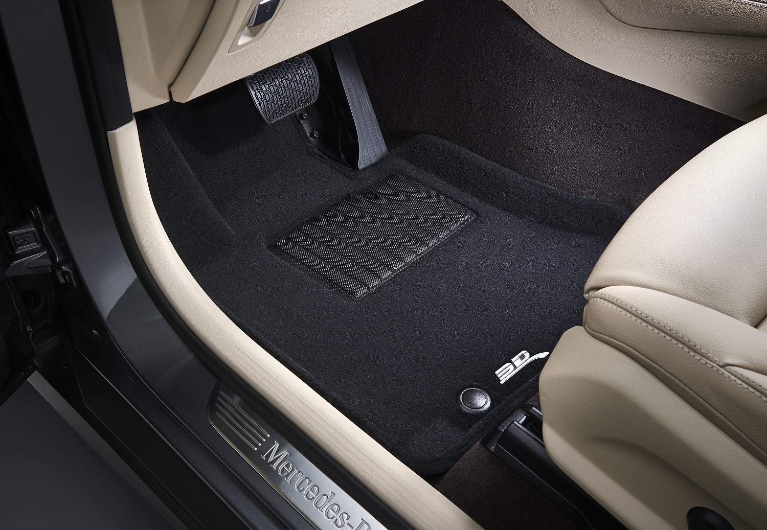 3D MAXpider Elegant Custom Fit Floor Mat (Black) Compatible with Ford F250/350/450/550 Crew CAB Bench Seats with Carpeted Floor 2017-2026 - Full Set