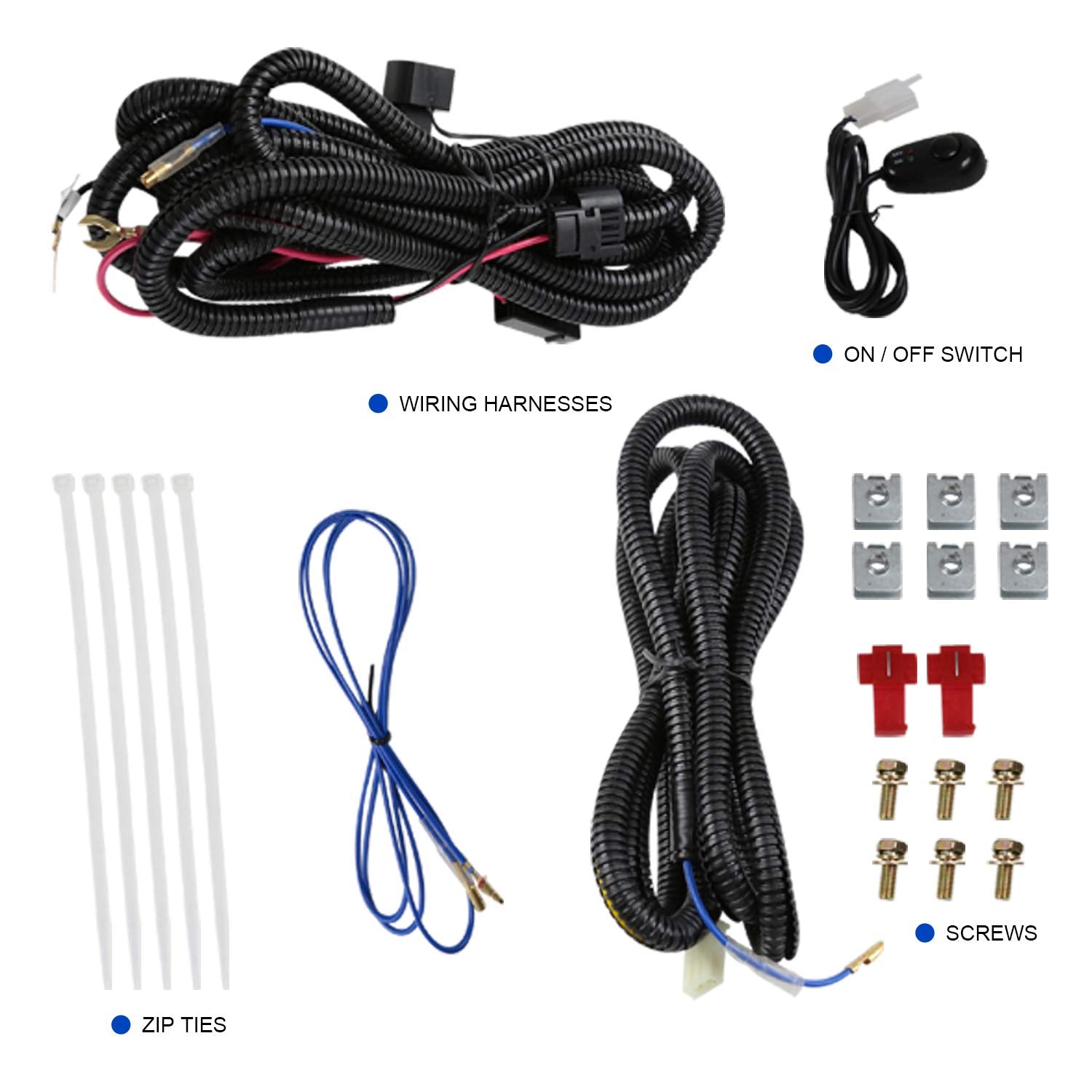 Fog Lights + Bulbs + Switch + Wiring SPEC-D TUNING Compatible with 2015-2018 GMC Sierra 2500HD and 3500HD