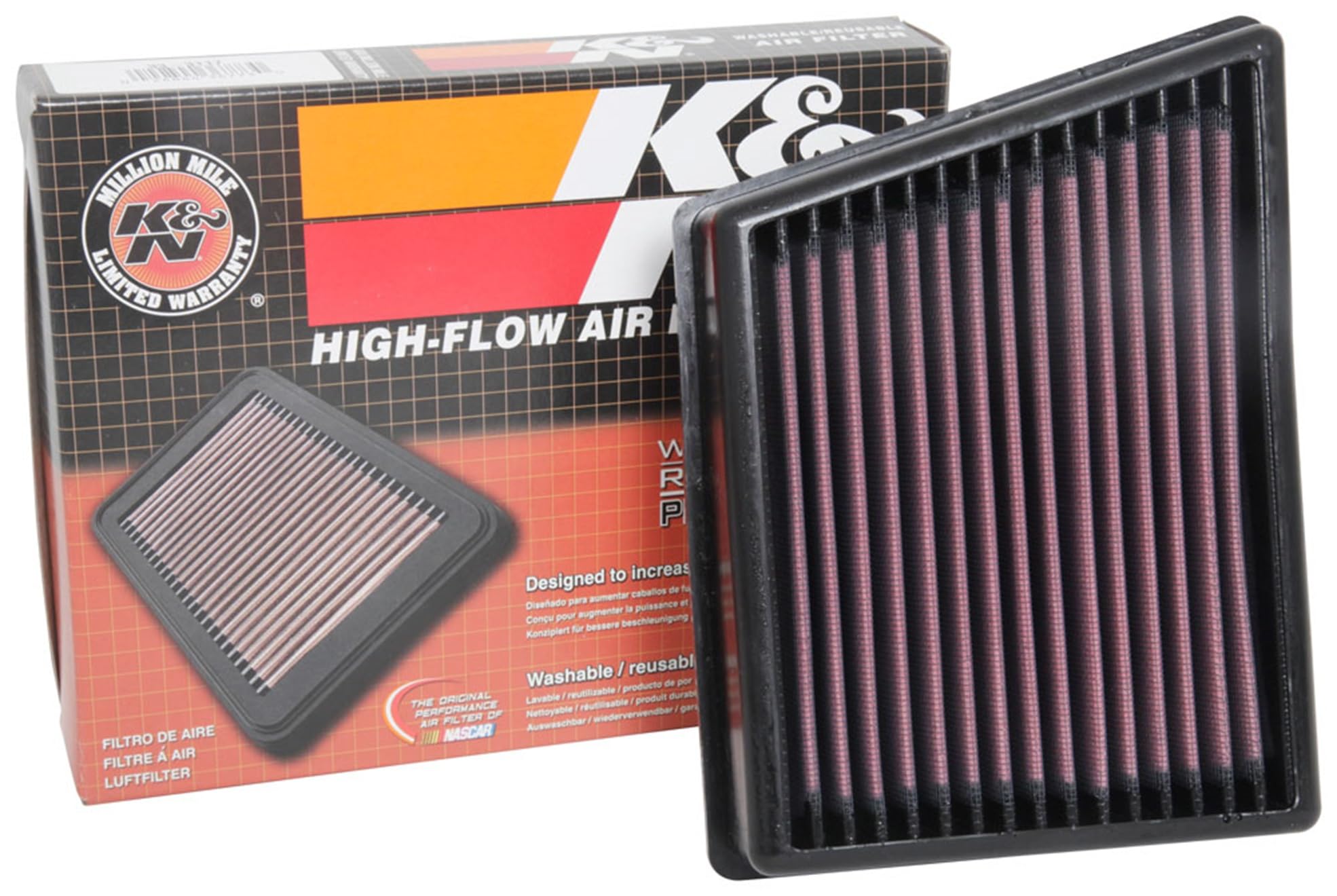K&N Engine Air Filter: Replacement, Clean Every 75,000 Miles, Washable, Premium, Reusable Car Air Filter: Compatible 2017-2020 FORD (EcoSport, Fiesta, VII, Tourneo, Courier, Transit, Connect), 33-3117