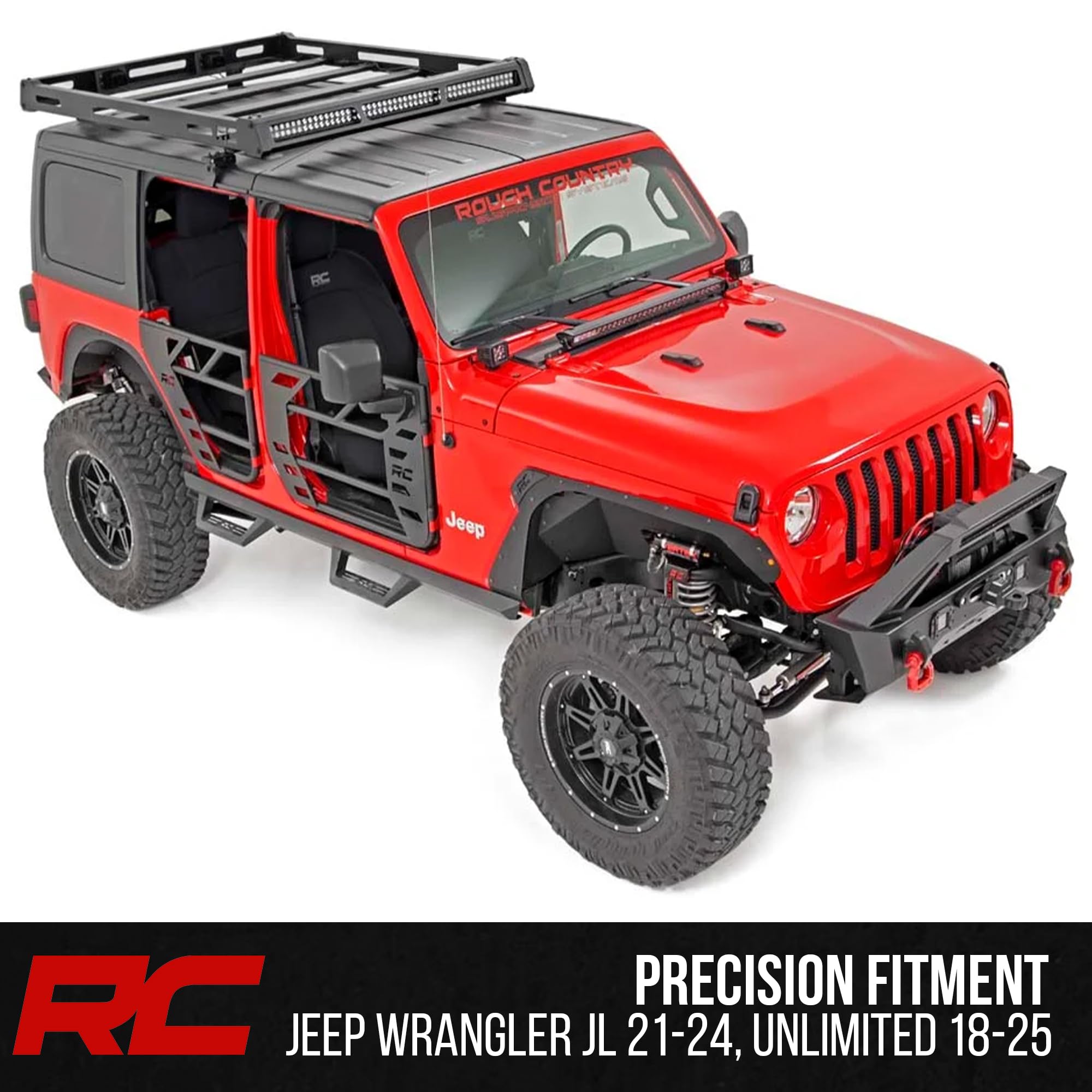 Rough Country Roof Rack for Jeep Wrangler JL (2021–2024) & Unlimited (2018–2025) - Cargo Rack Heavy-Duty, Freedom Top Compatible, Low-Profile Overland Design