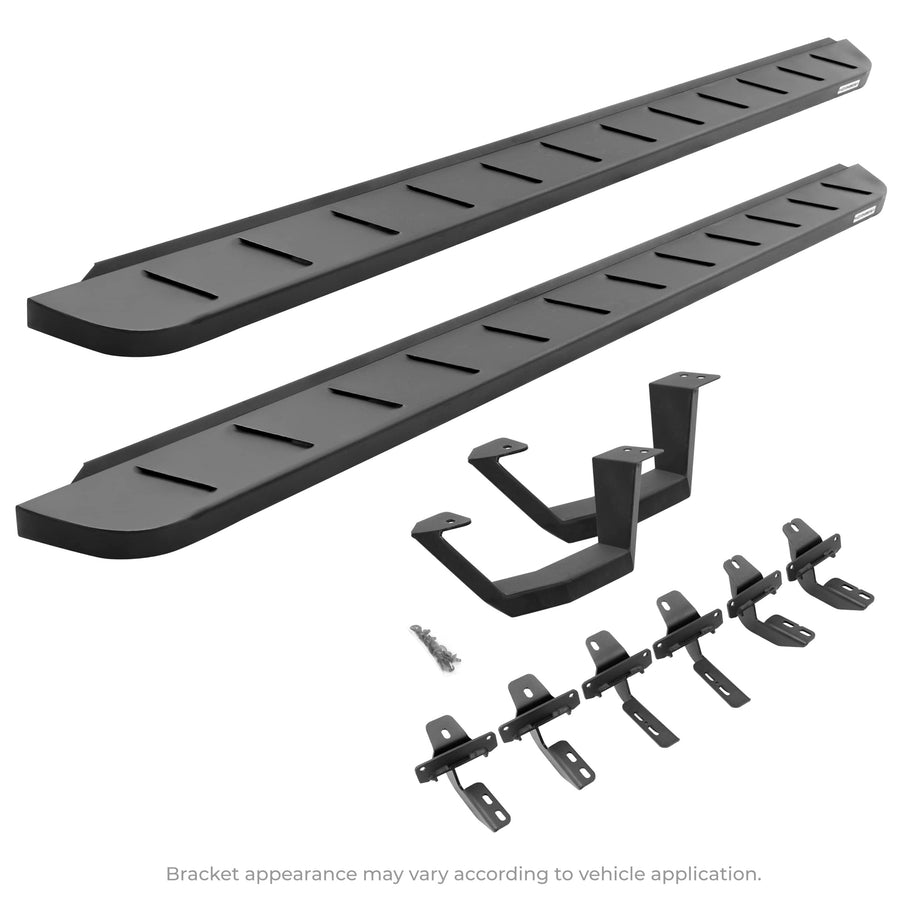 Go Rhino Running Board RB10, Brackets, 1 Pair Drop Steps | Galvanized Steel, Textured Black | 6349274810PC | Fits 2018-2024 Jeep Wrangler JL, 2-Door