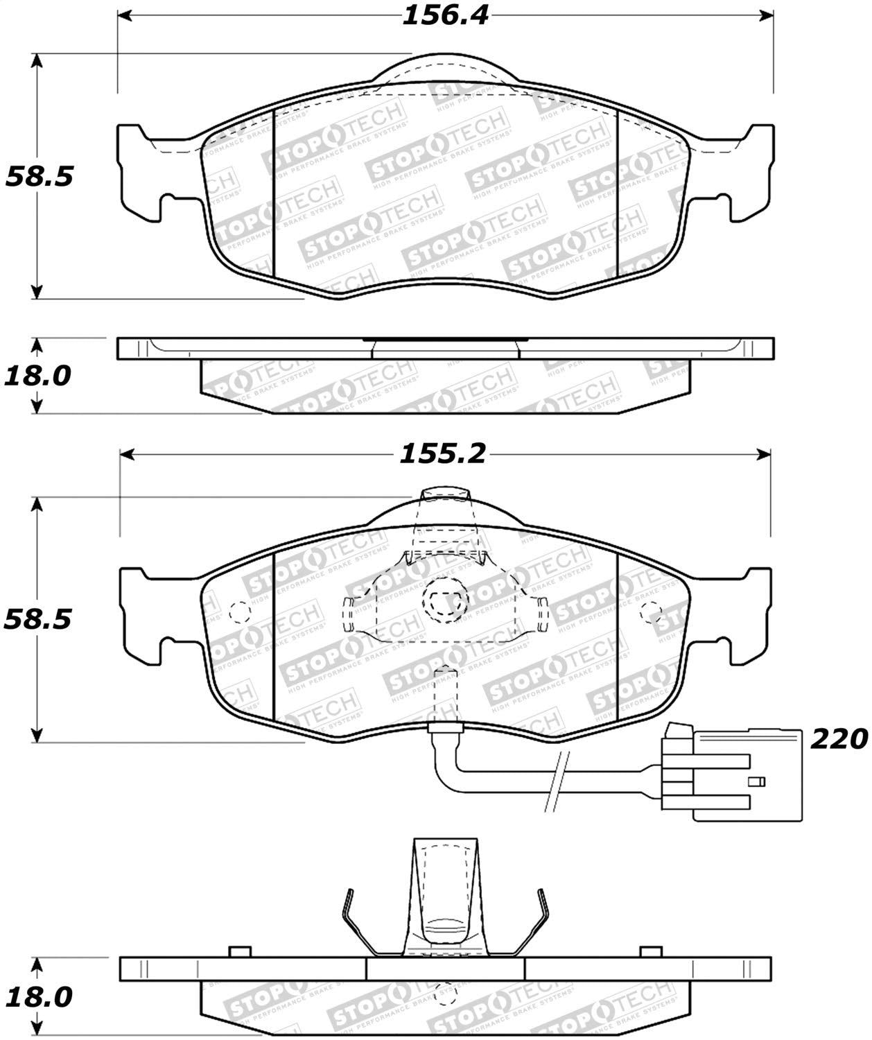 Front StopTech 308.08010 Brake Pads with Shims Street