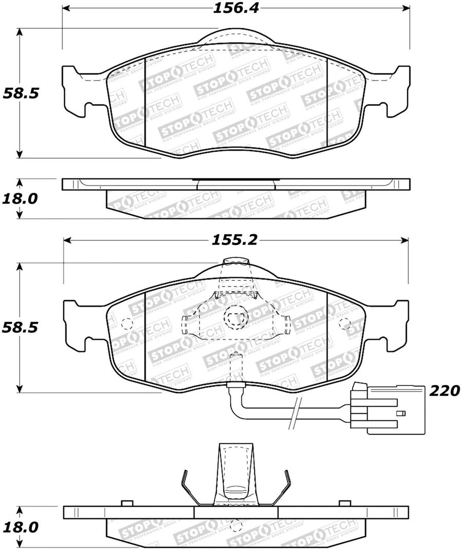 Front StopTech 308.08010 Brake Pads with Shims Street