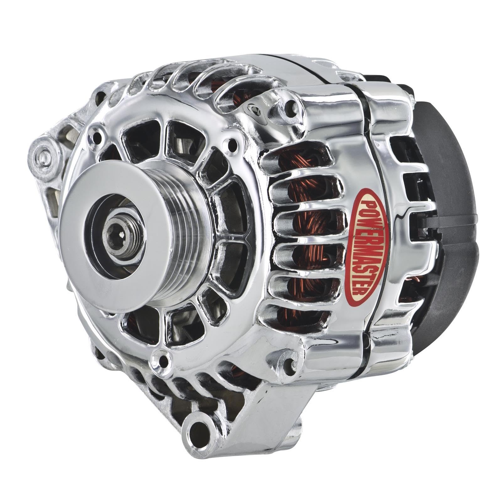 Alternator Powermaster 382081 (GM CS130D Chrome 165A 6 grv Pulley Offset Left Mtg 1-Wire or OE Hookup), 1 Pack
