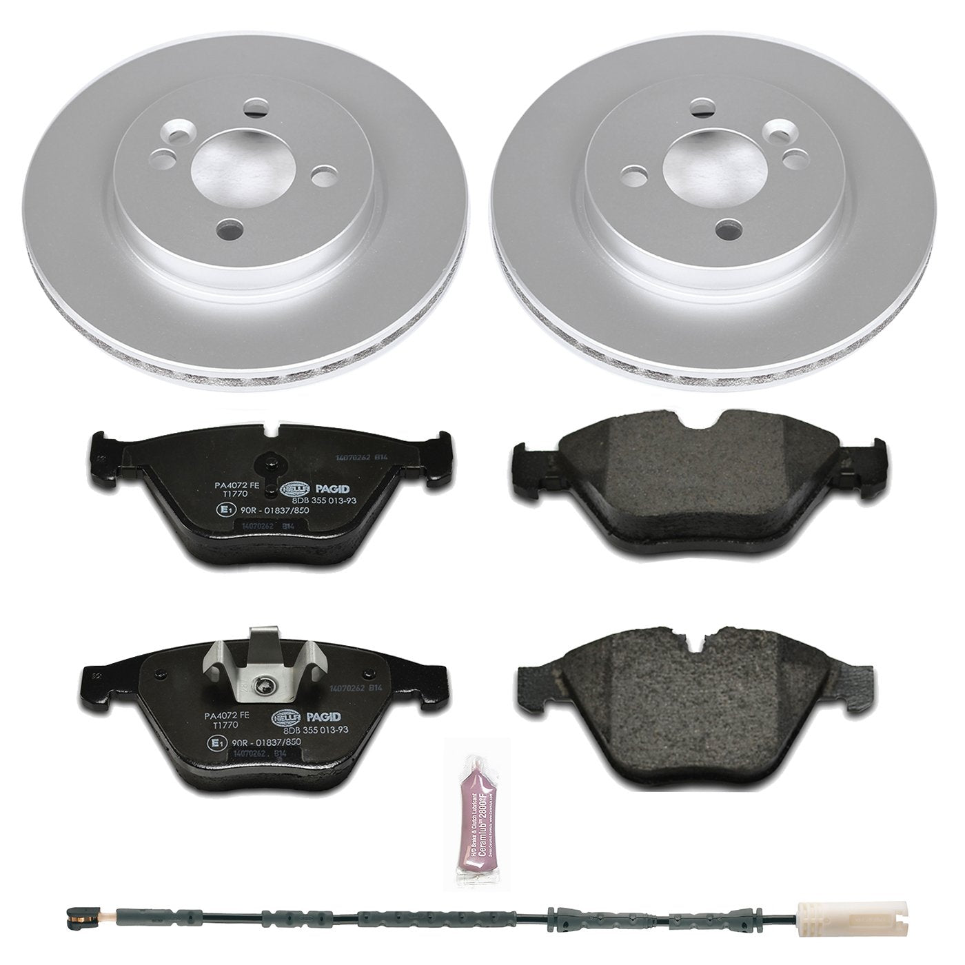 Power Stop ESK6073 Euro-Stop Front Brake Kit and 1 Front Sensor Wire For BMW 328i xDrive 2011-2013, BMW X1 2013-2015 [Model Specific]